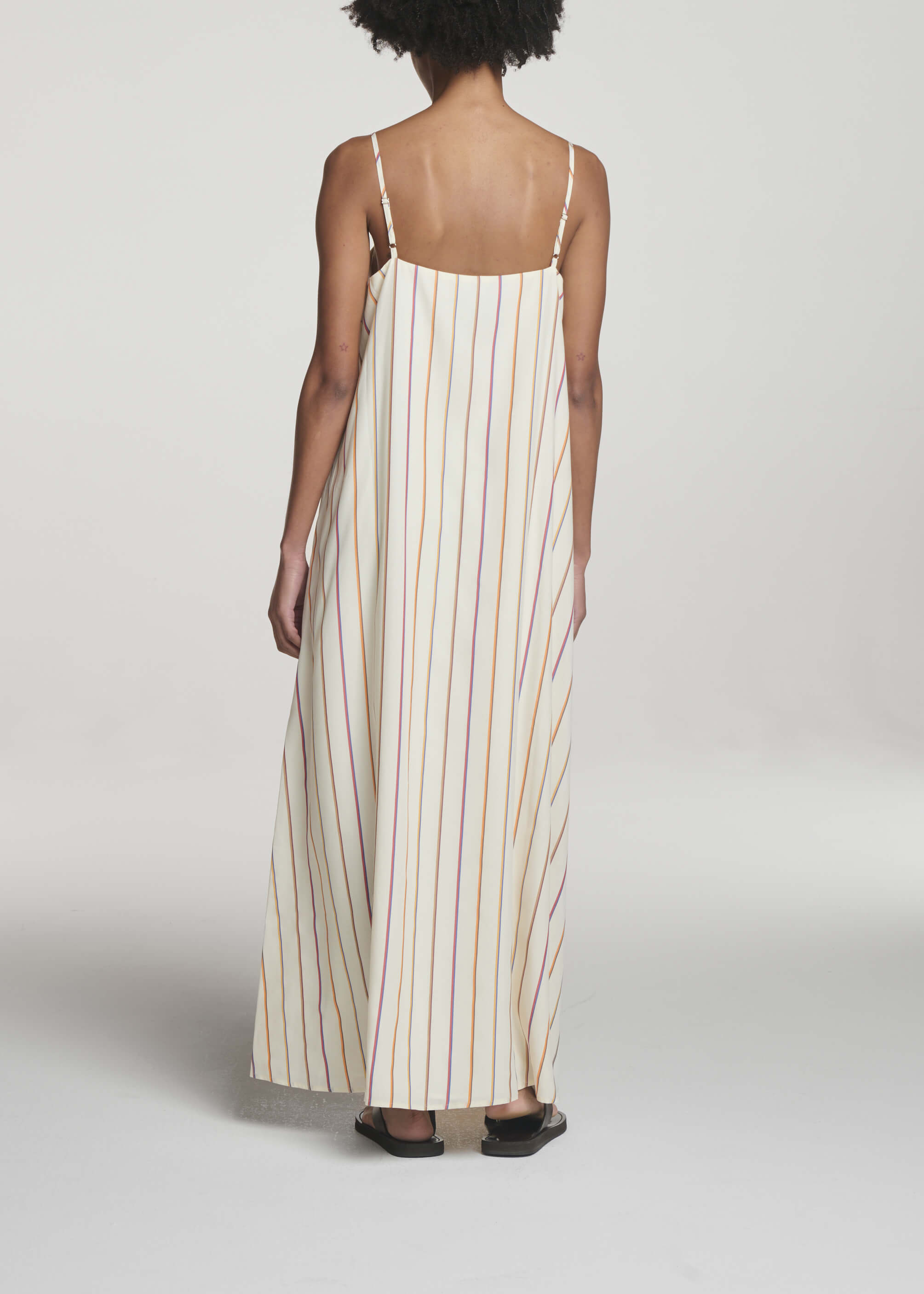 Melfi Dress Colour Stripe Ecru Tencel