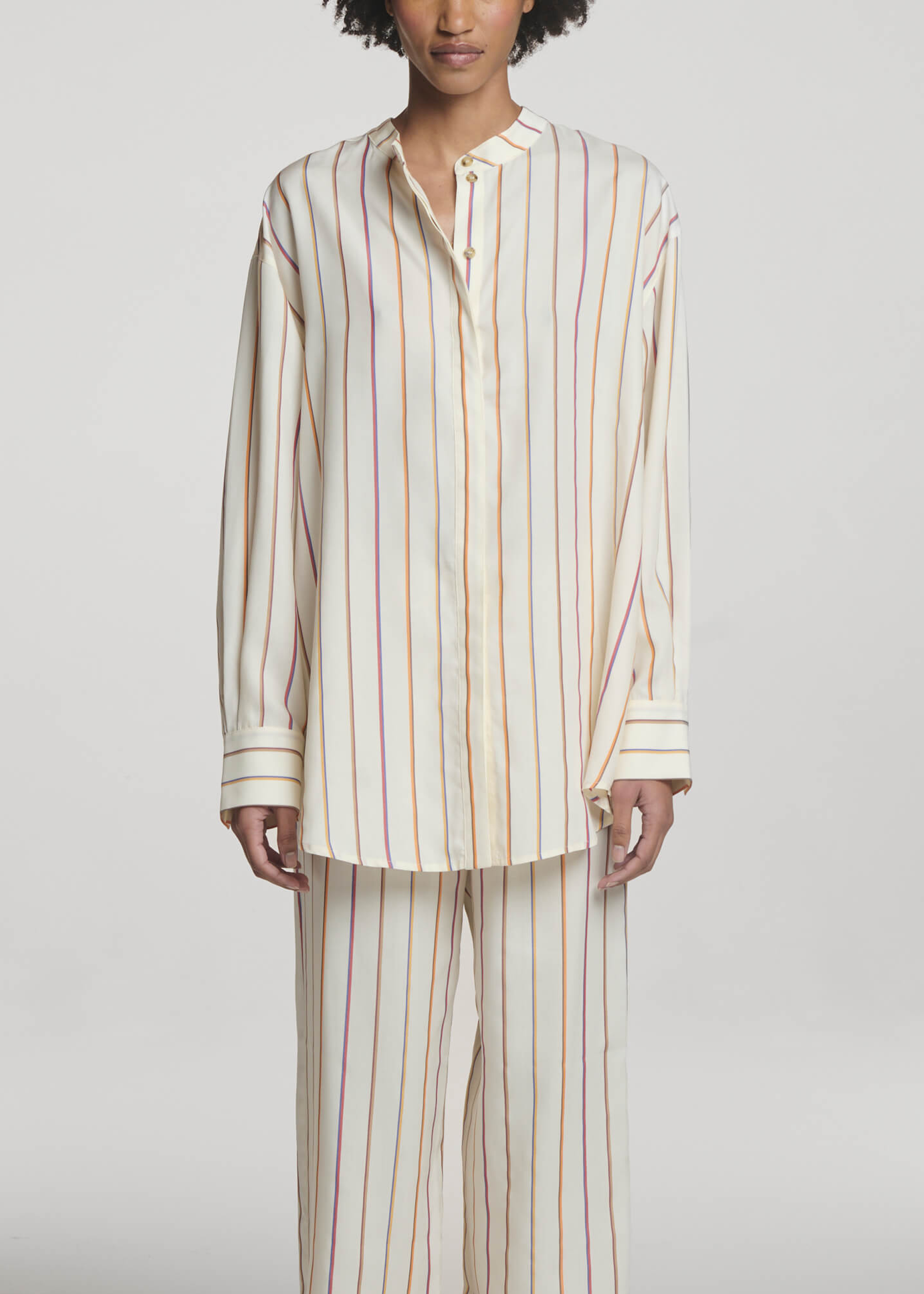 Ferrara Shirt Colour Stripe Ecru Tencel