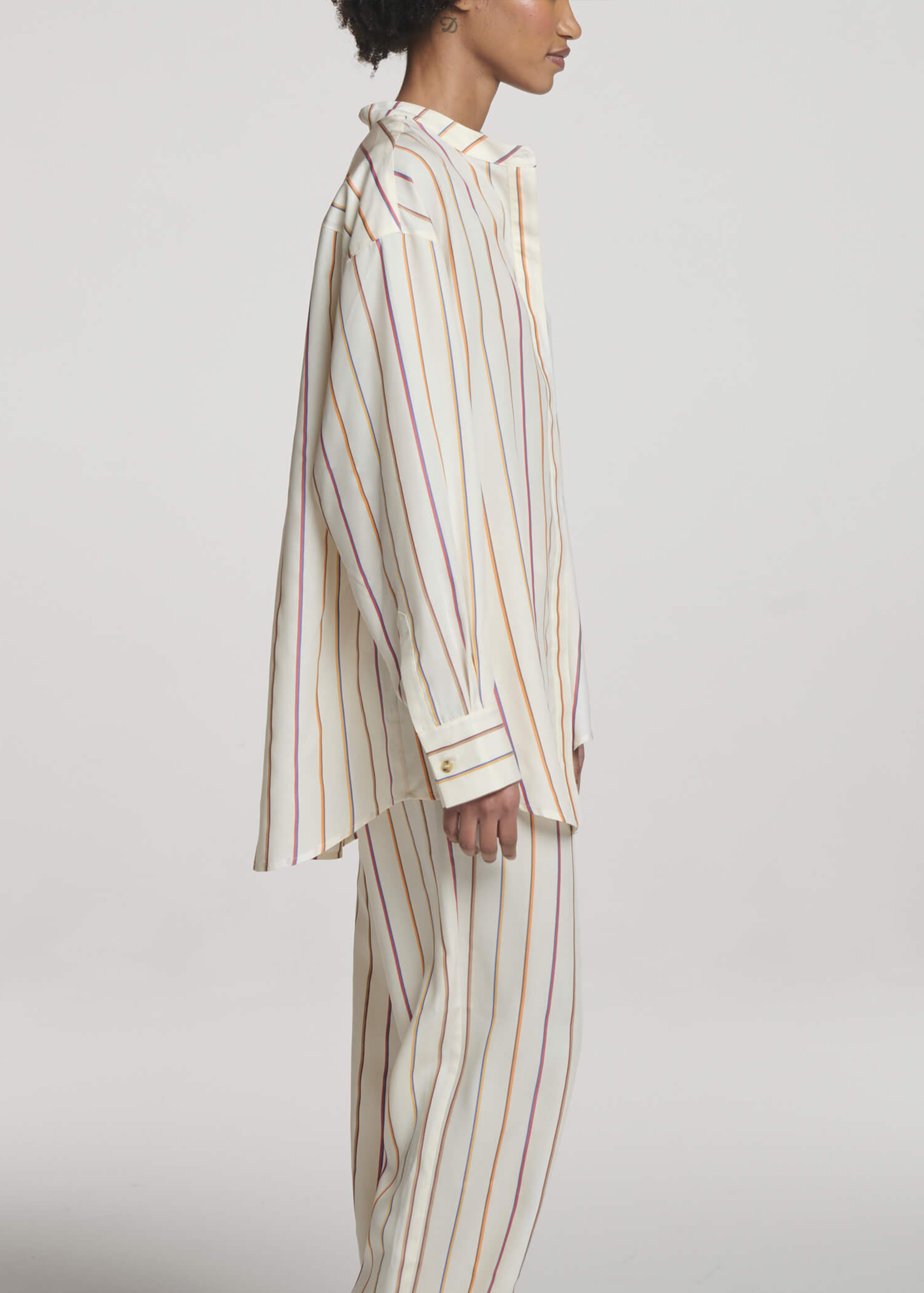 Ferrara Shirt Colour Stripe Ecru Tencel