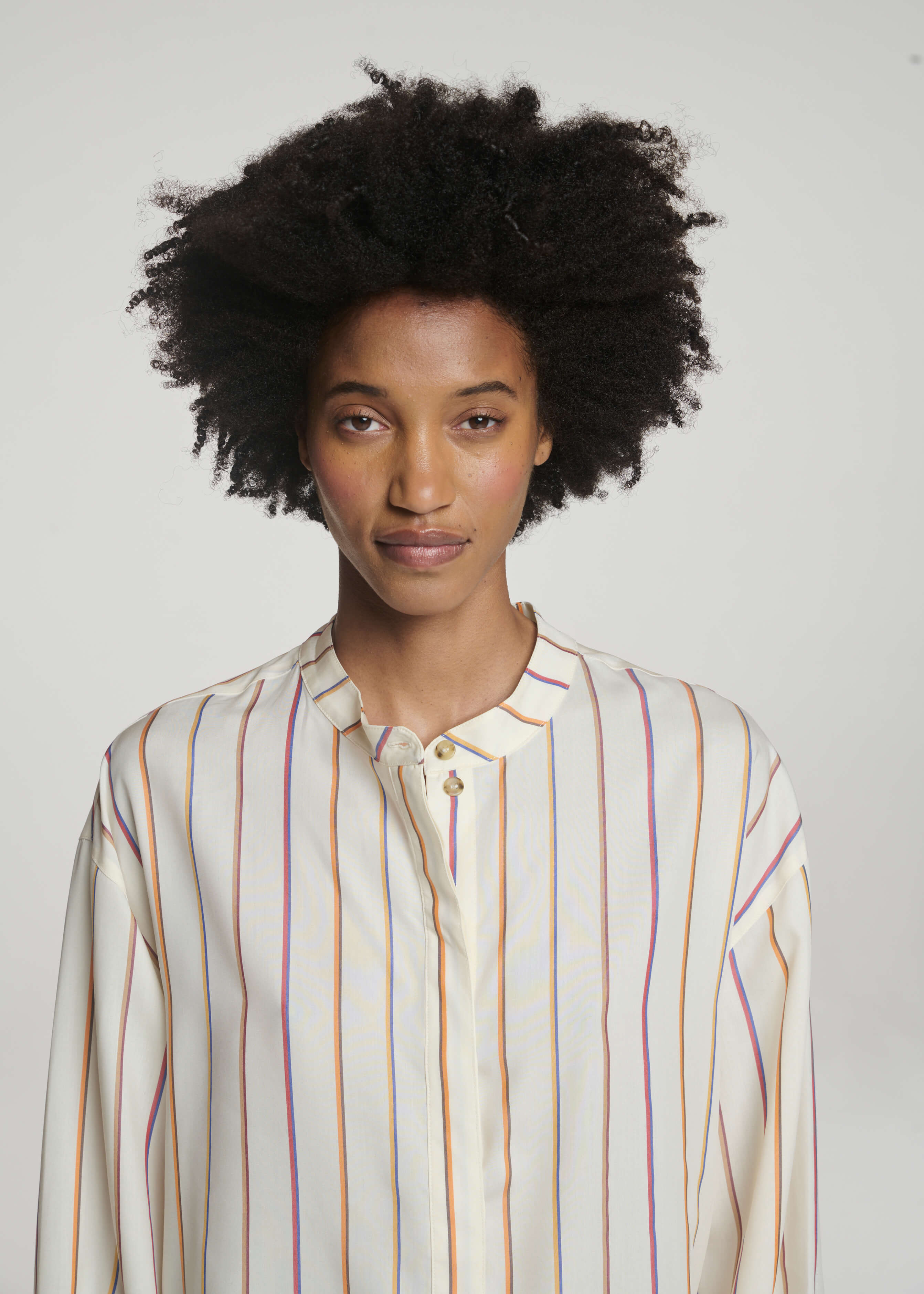 Ferrara Shirt Colour Stripe Ecru Tencel