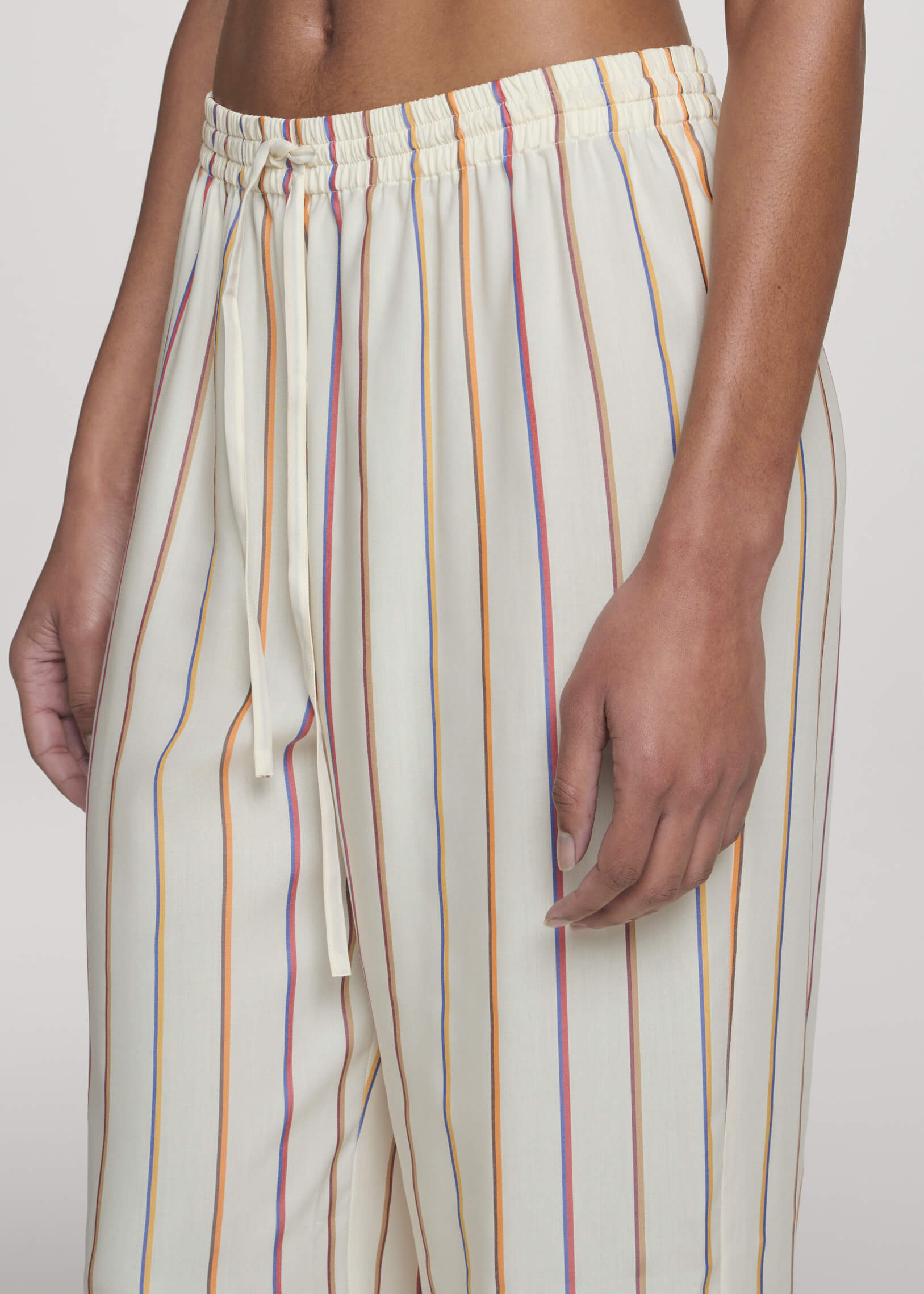 Aria Trouser Colour Stripe Ecru Tencel