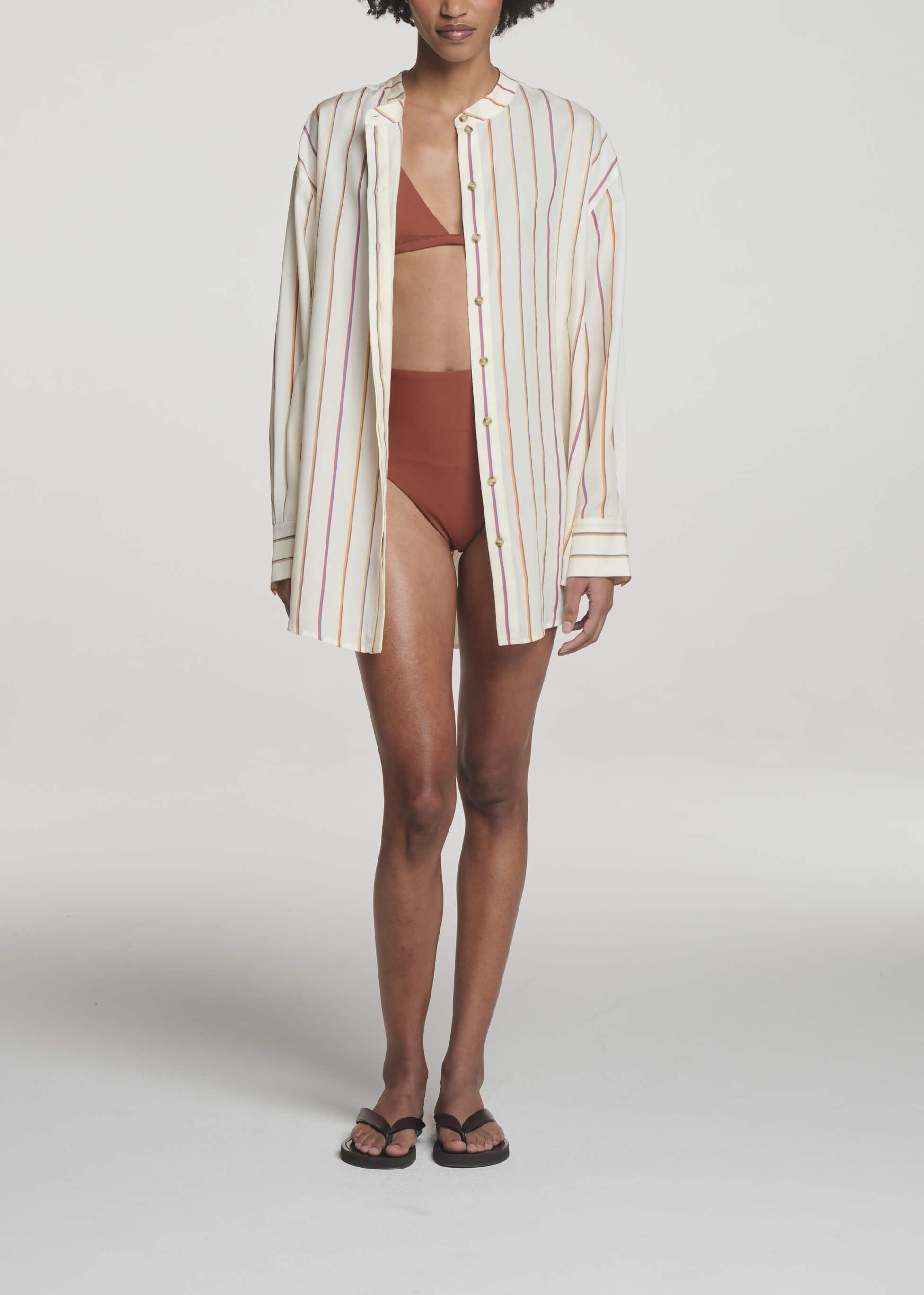 Ferrara Shirt Colour Stripe Ecru Tencel