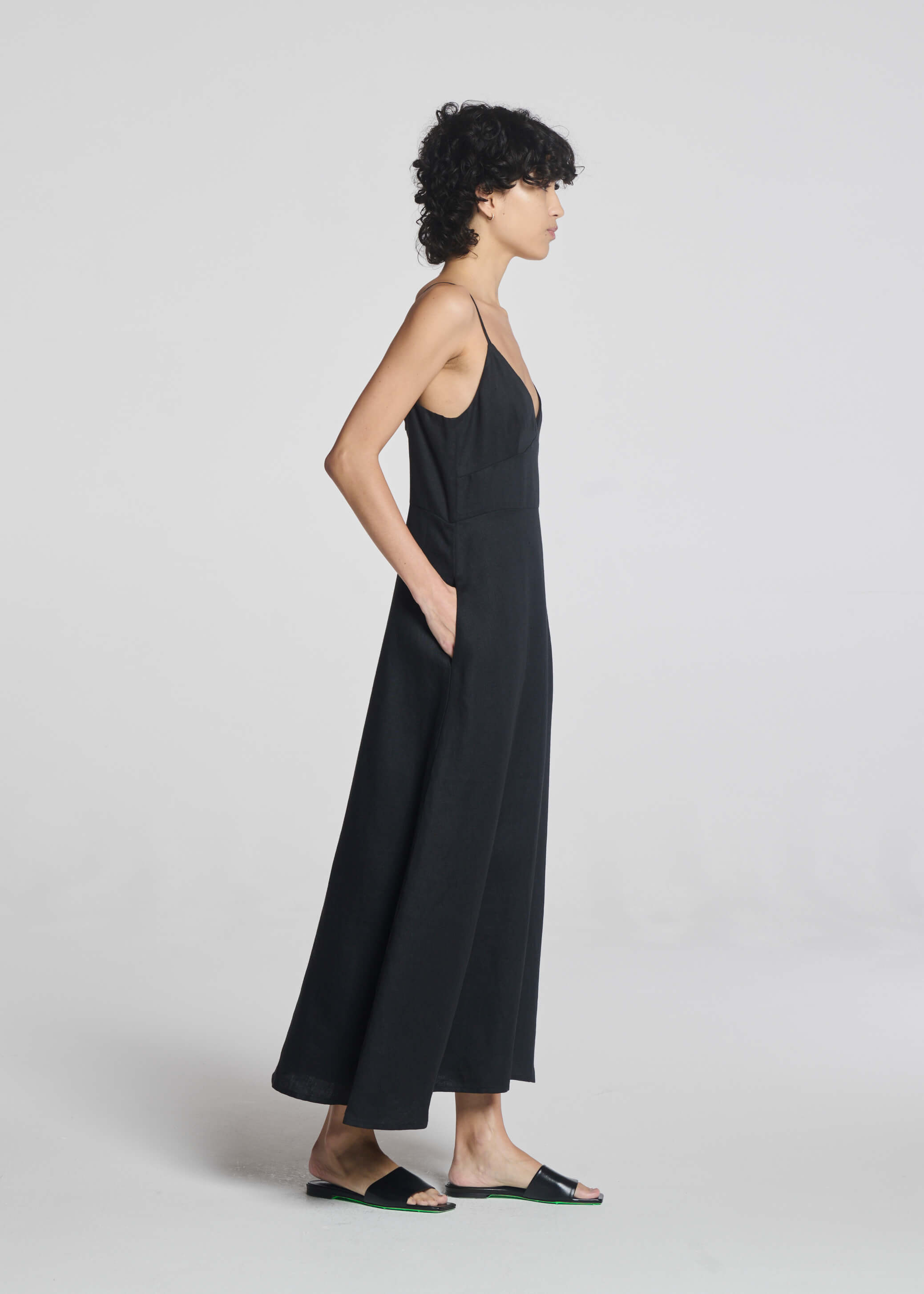 Ida Dress Black Heavy Linen