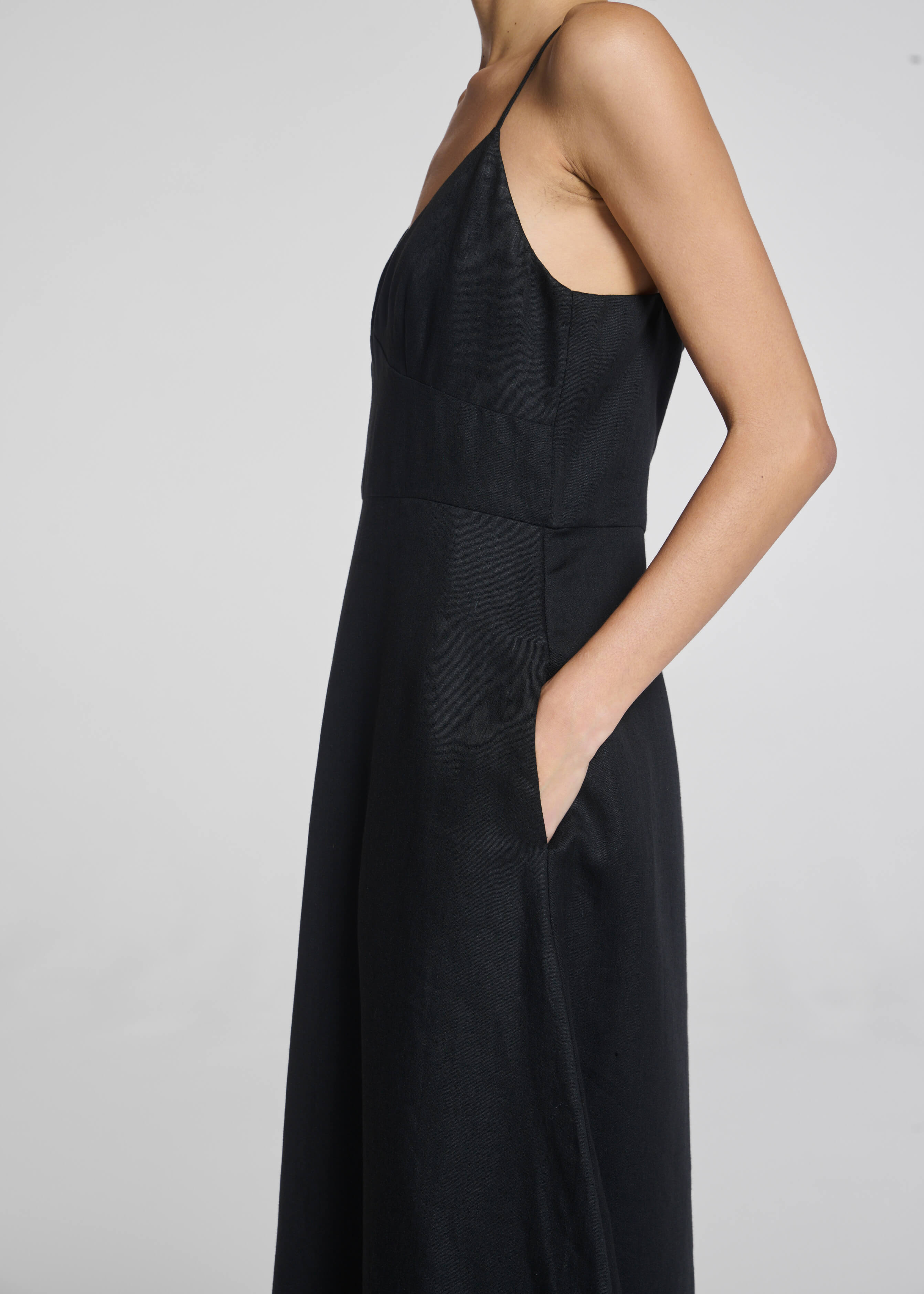 Ida Dress Black Heavy Linen
