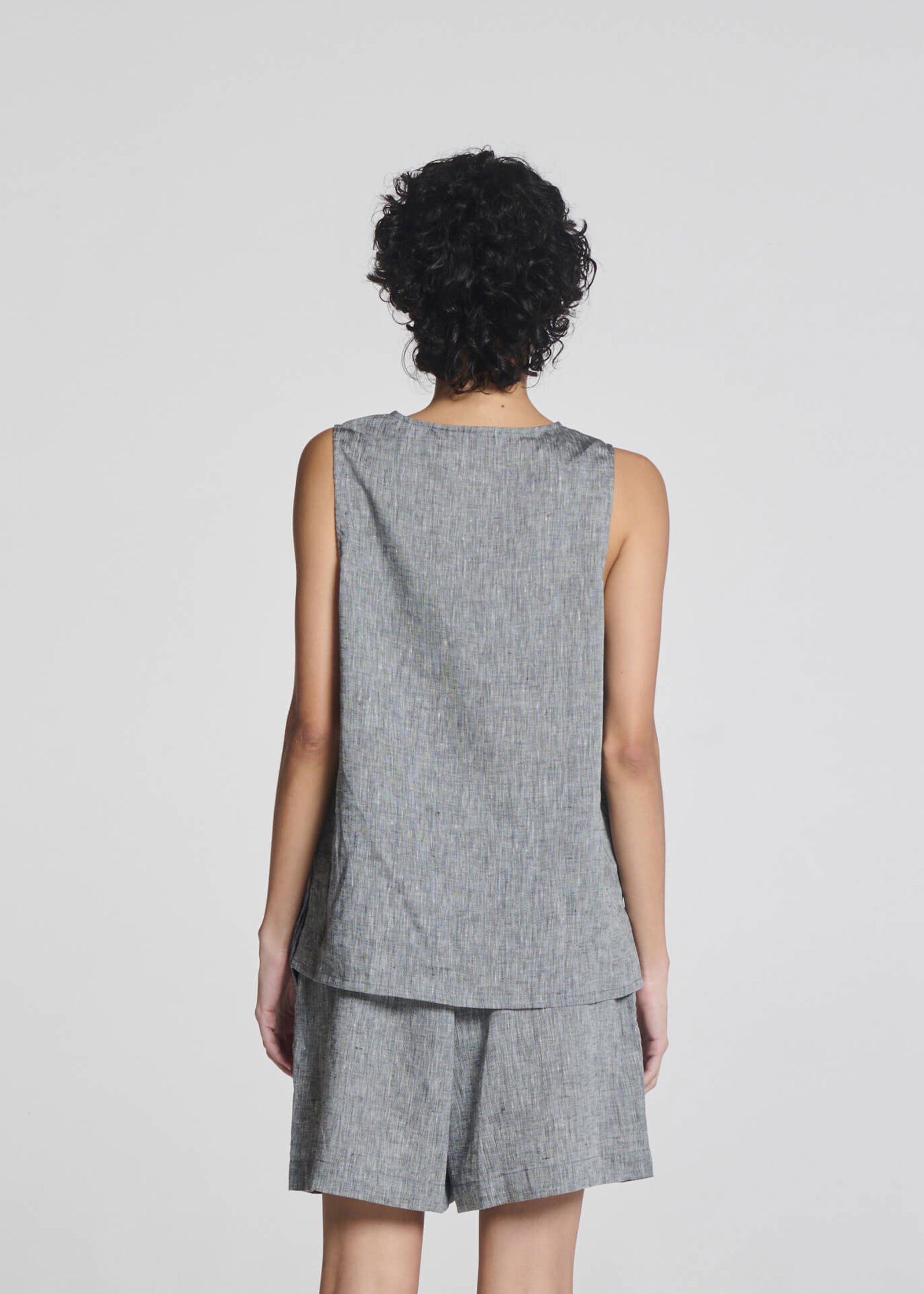 Cali Top Heathered Grey Linen