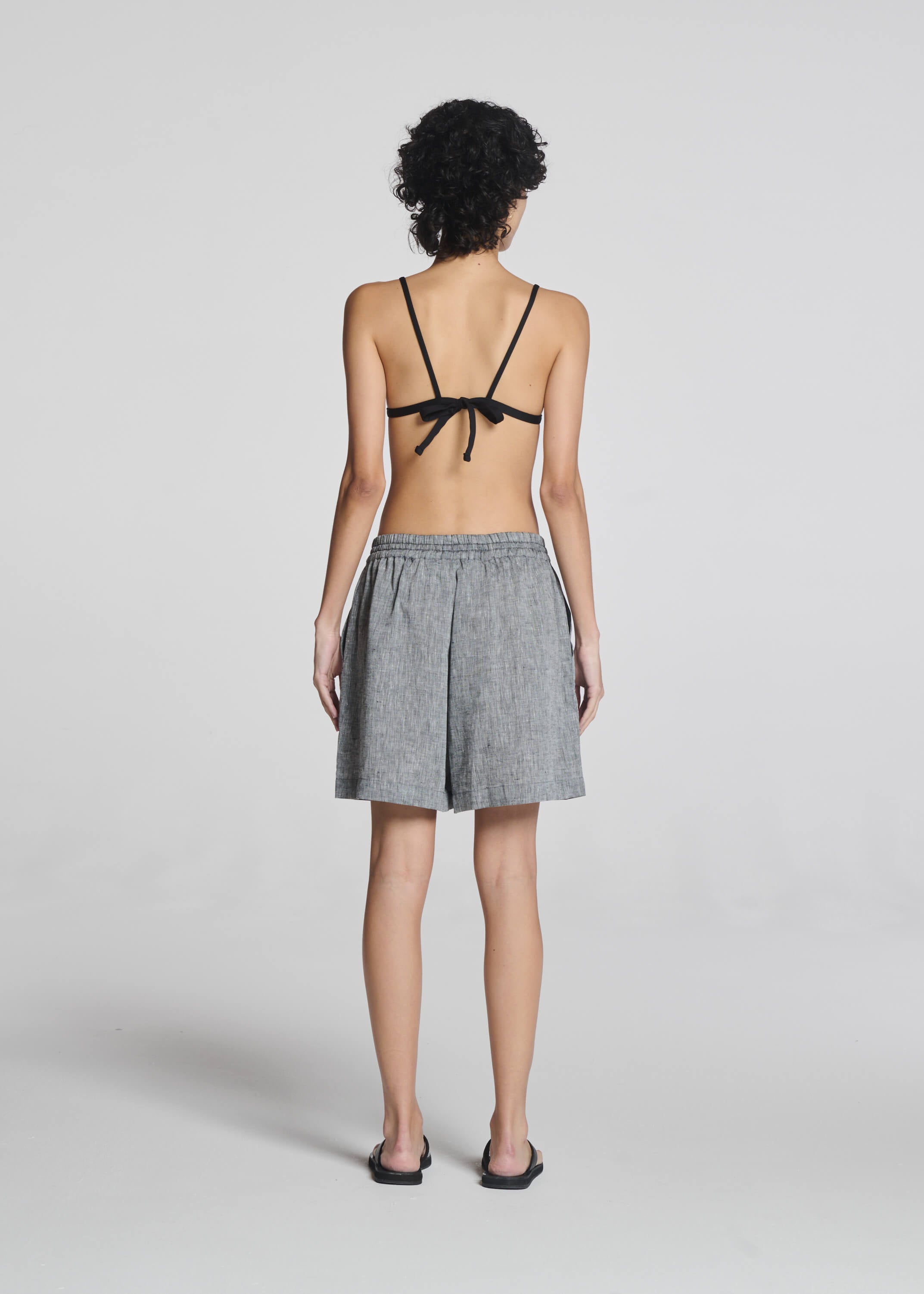 Boston Short Heathered Grey Linen