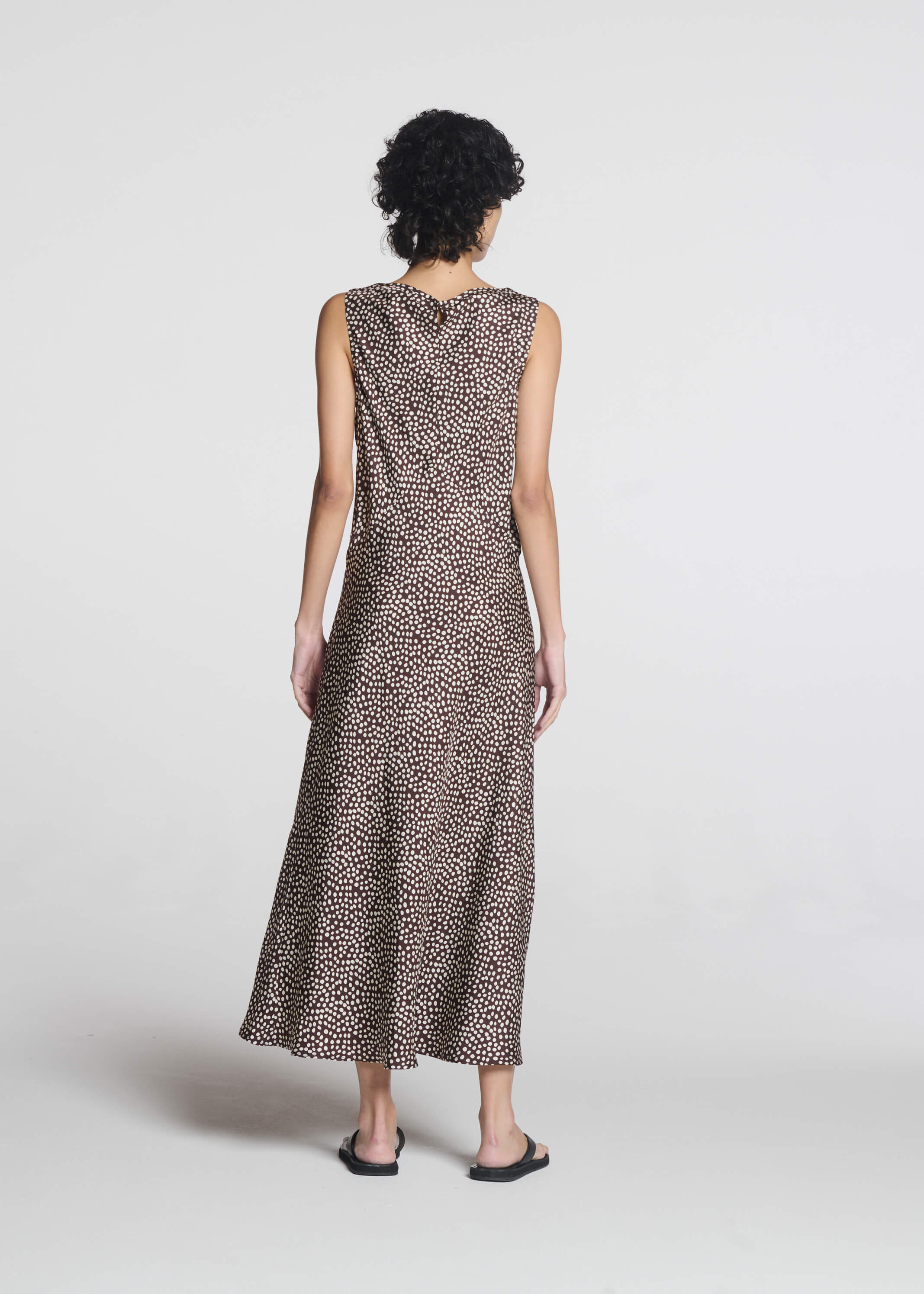 Provence Dress Pebble Brown Silk Twill