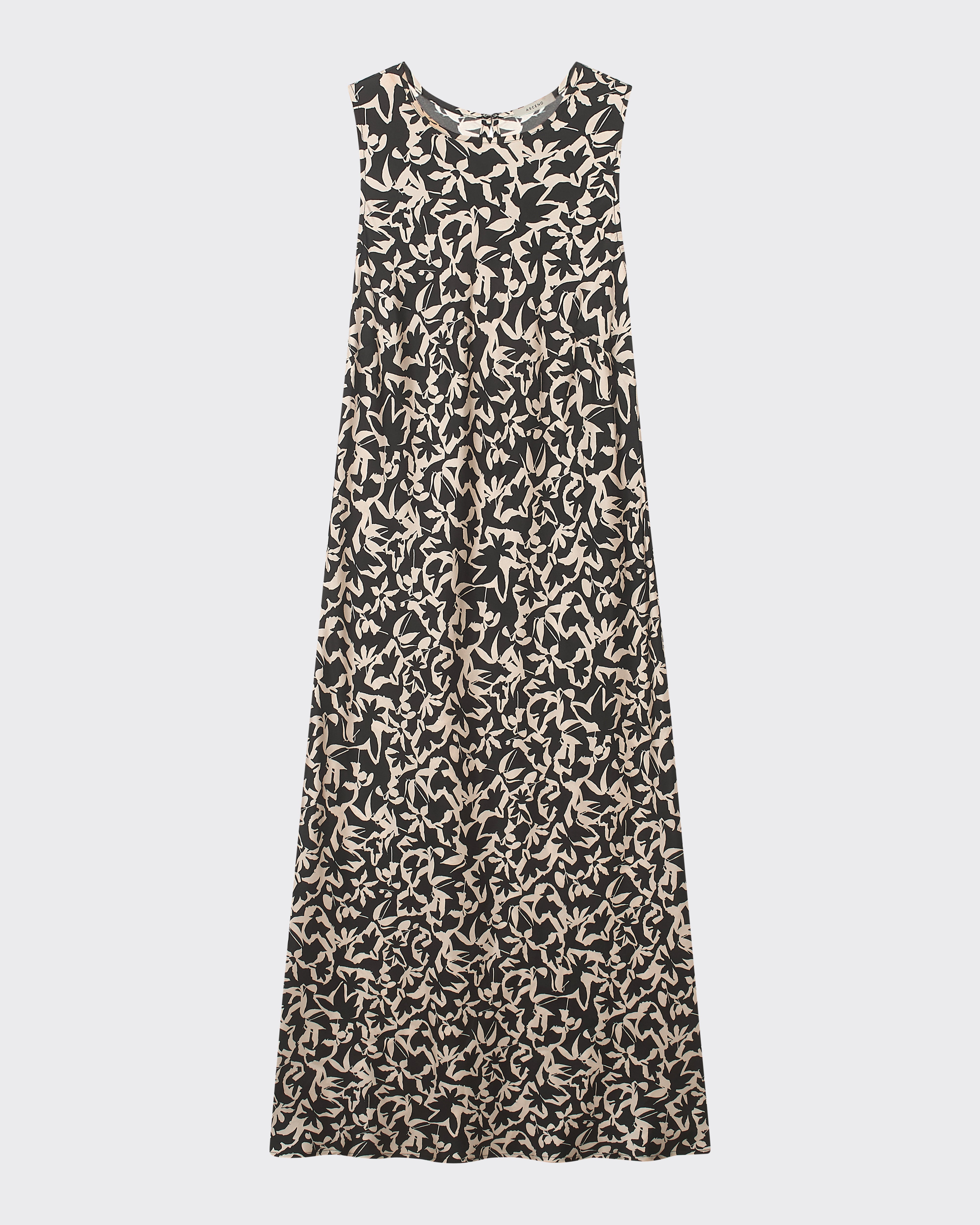 Valencia Dress Abstract Garden Black Silk Twill