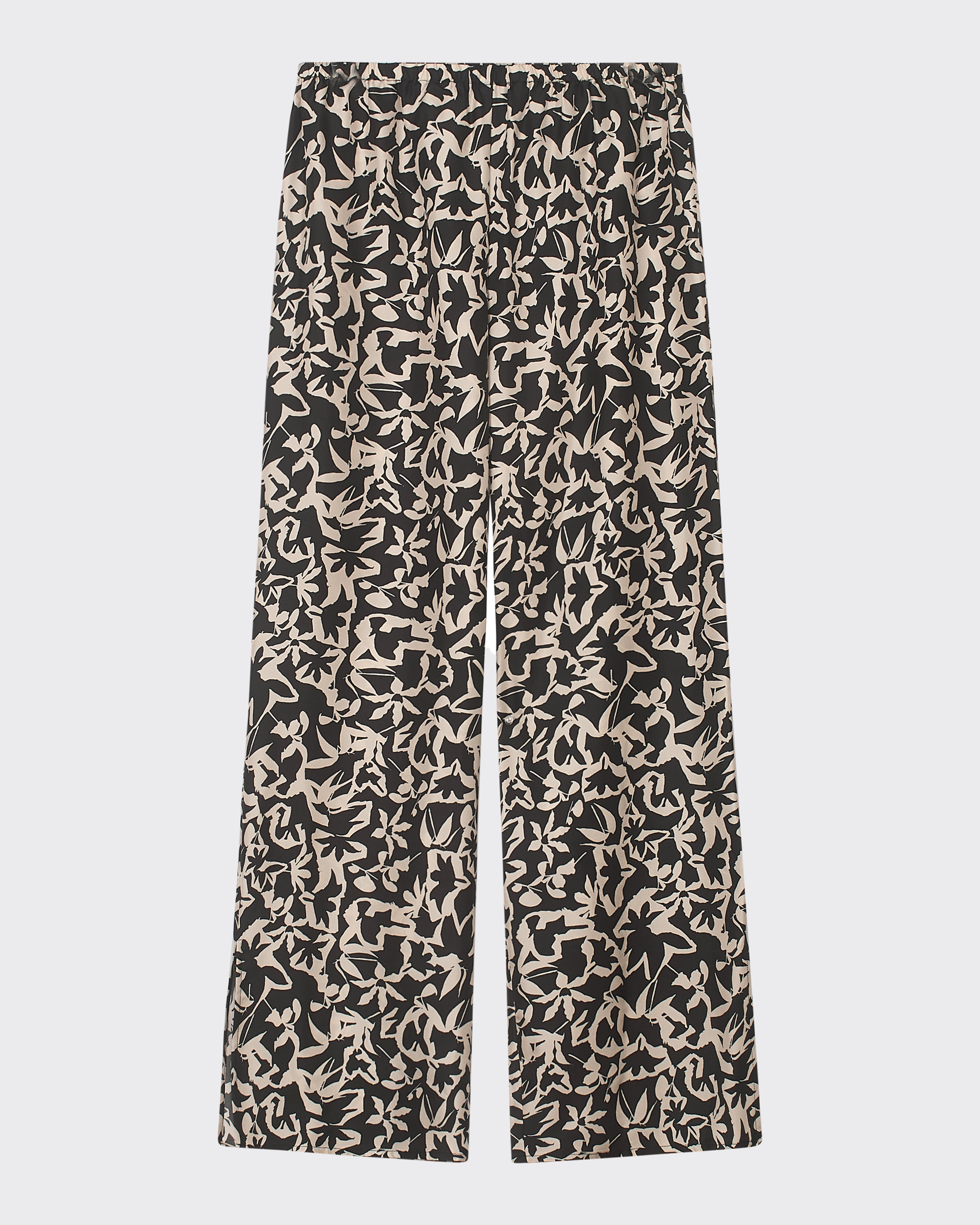 Loreto Trouser Abstract Garden Black Silk Twill