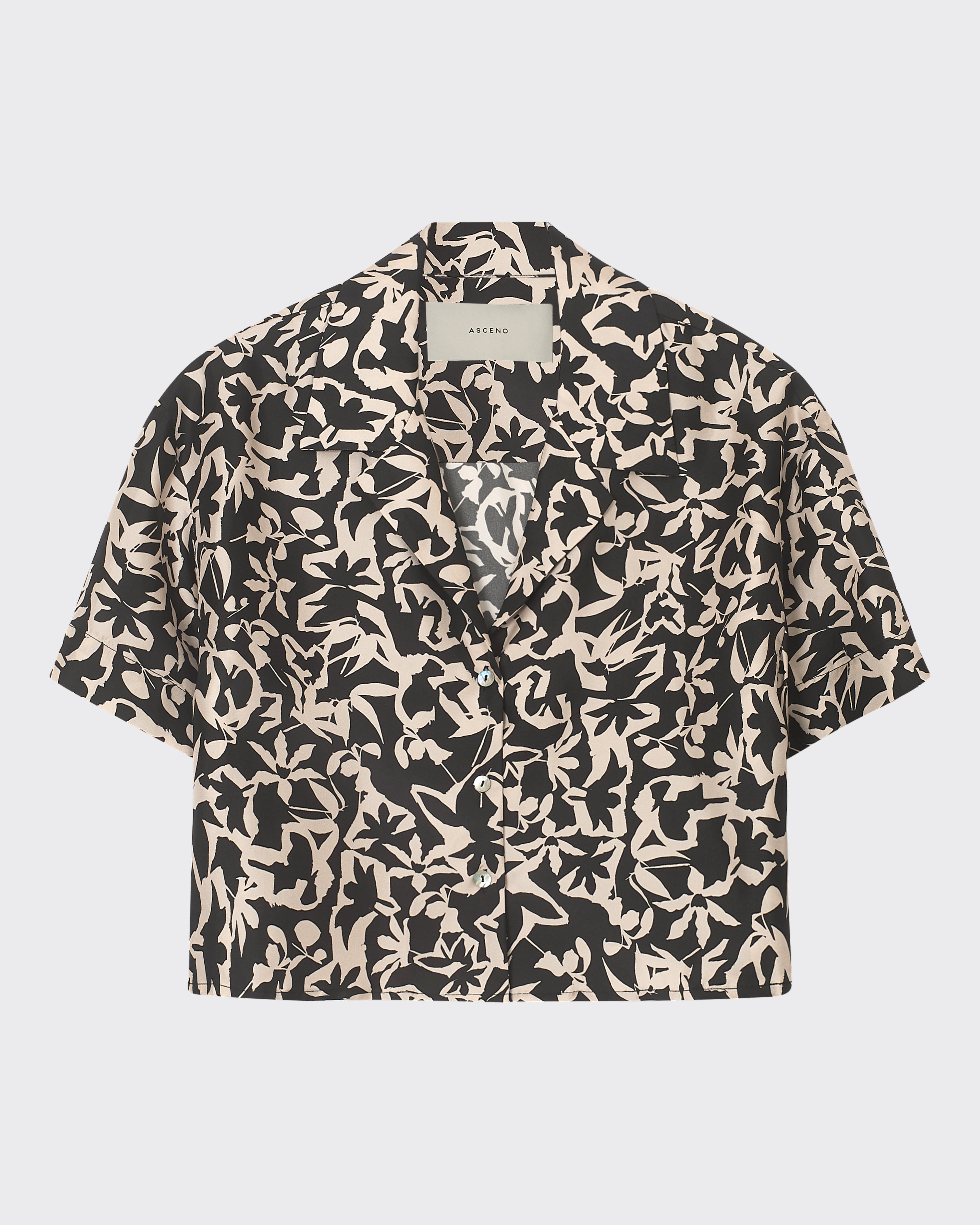 Lincoln Shirt Abstract Garden Black Silk Twill