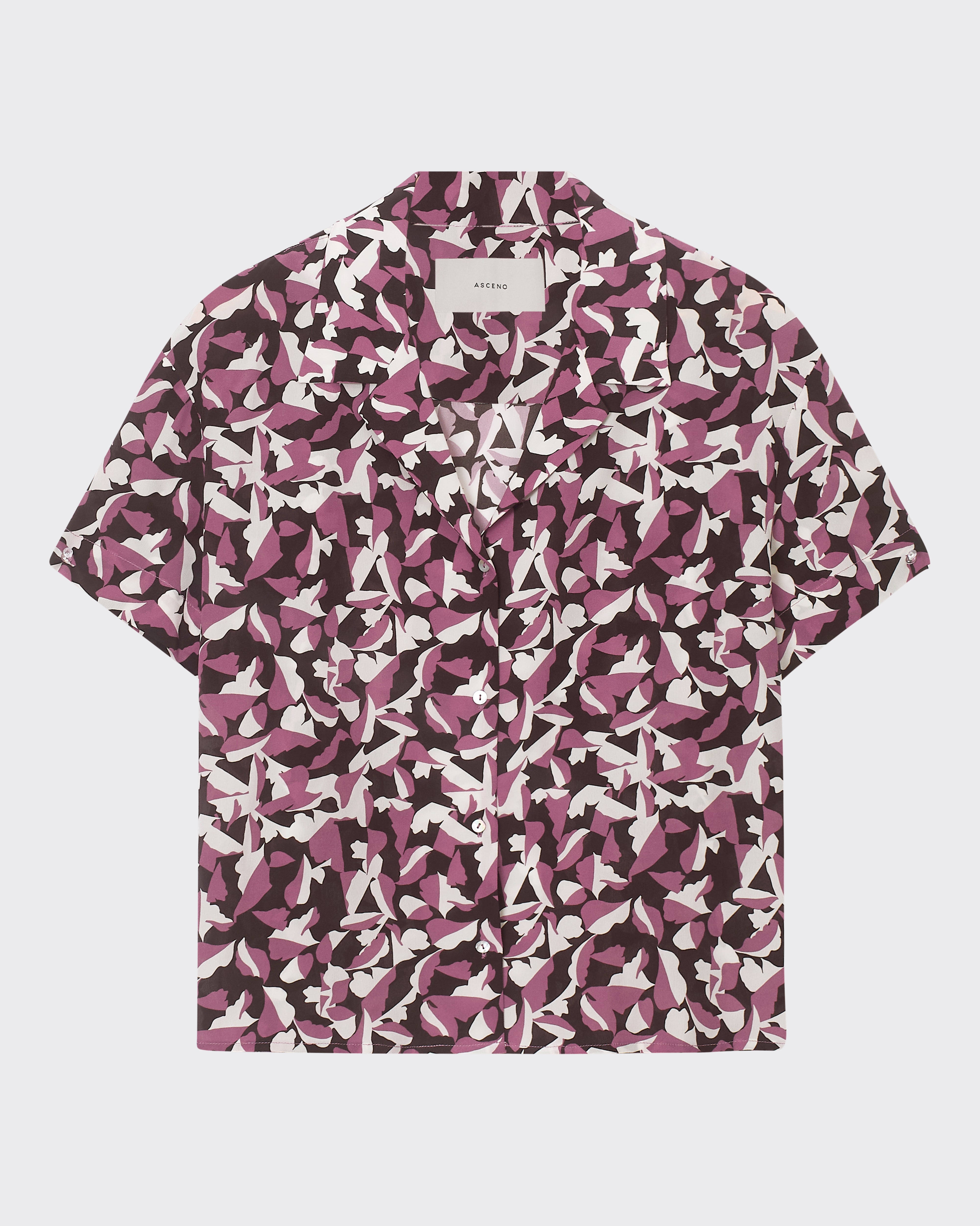Prague Shirt Botanical Rose Pink Silk Crepe