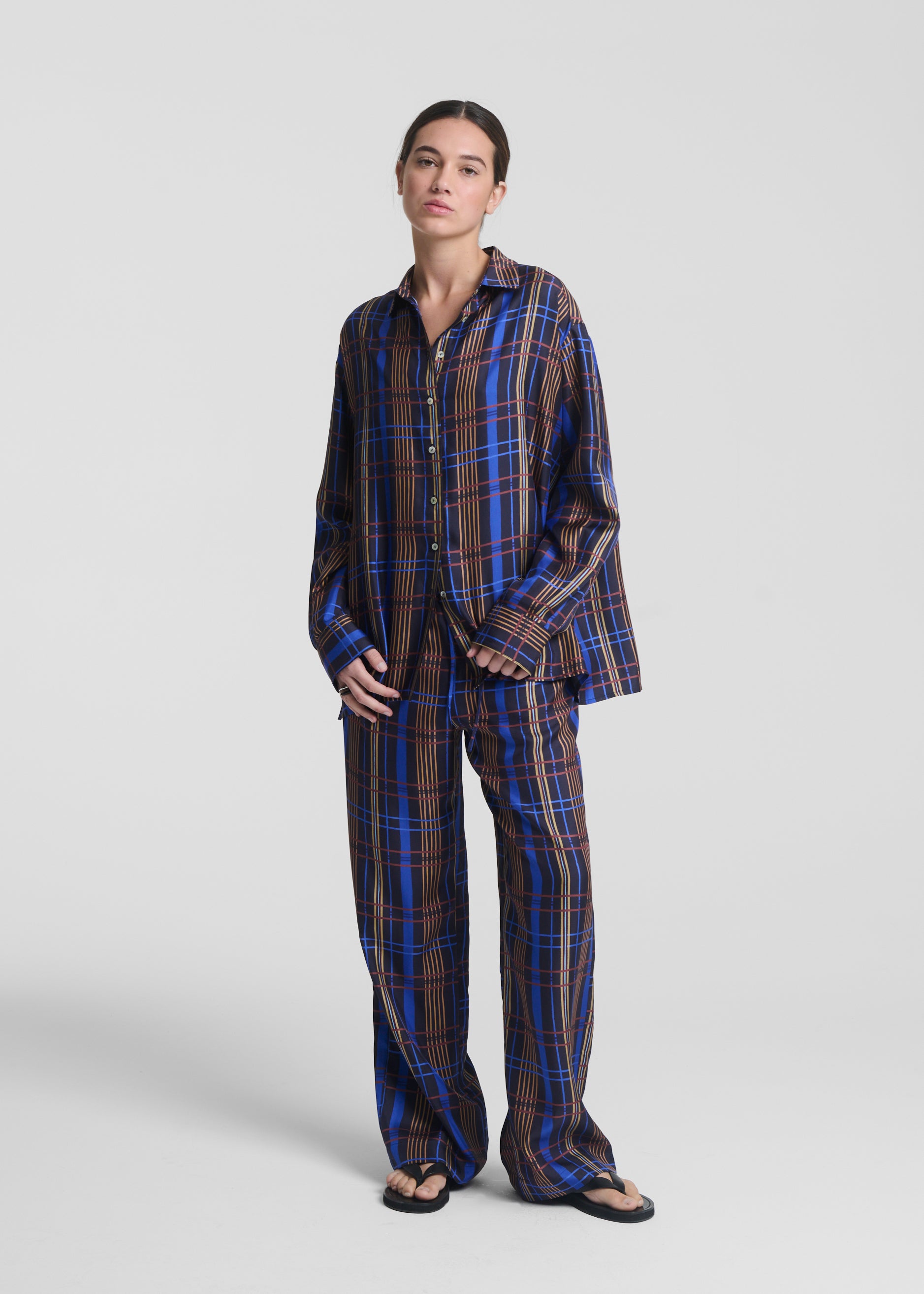 Aurelia Trouser Plaid Silk Twill