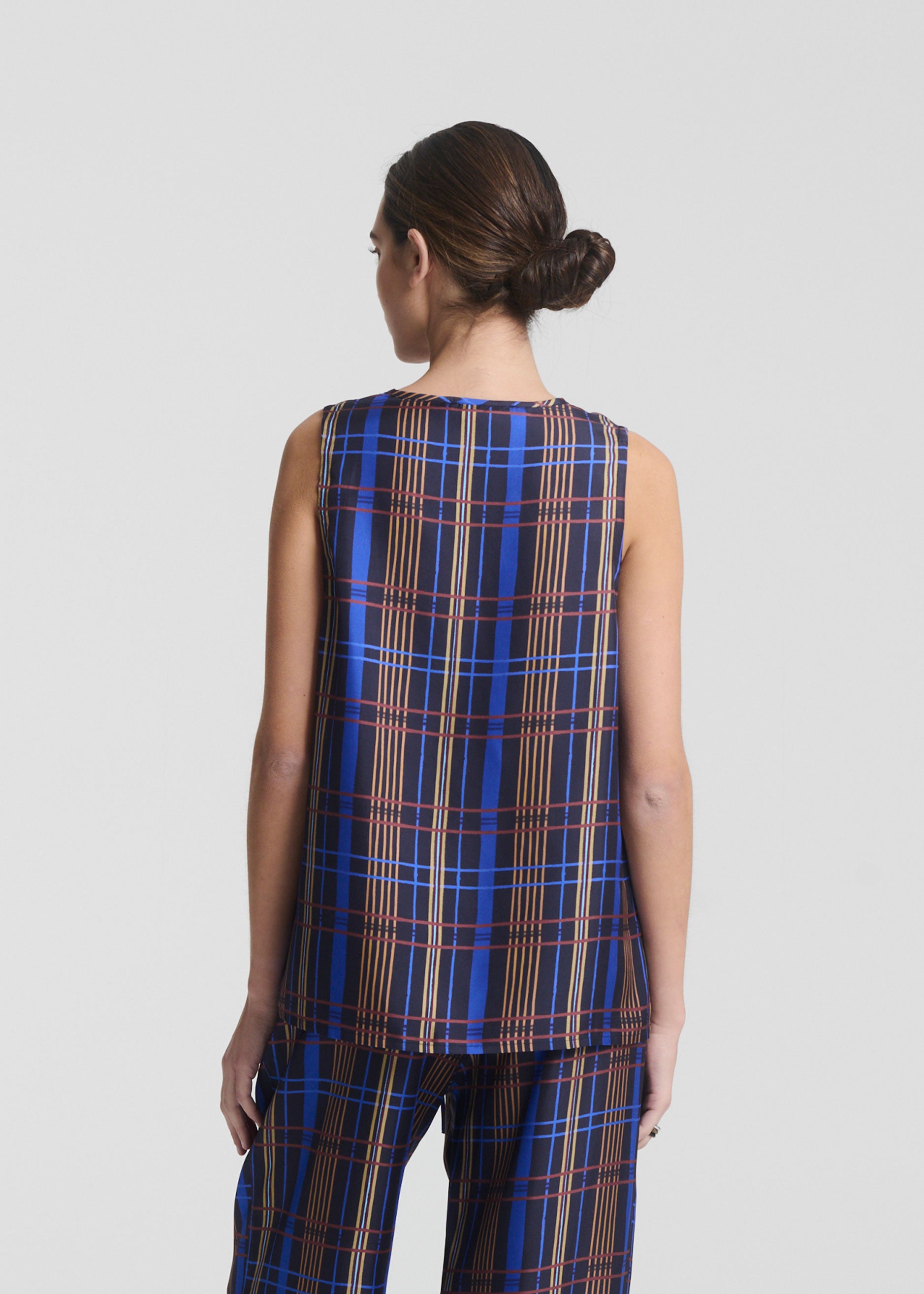 Cali Top Plaid Silk Twill