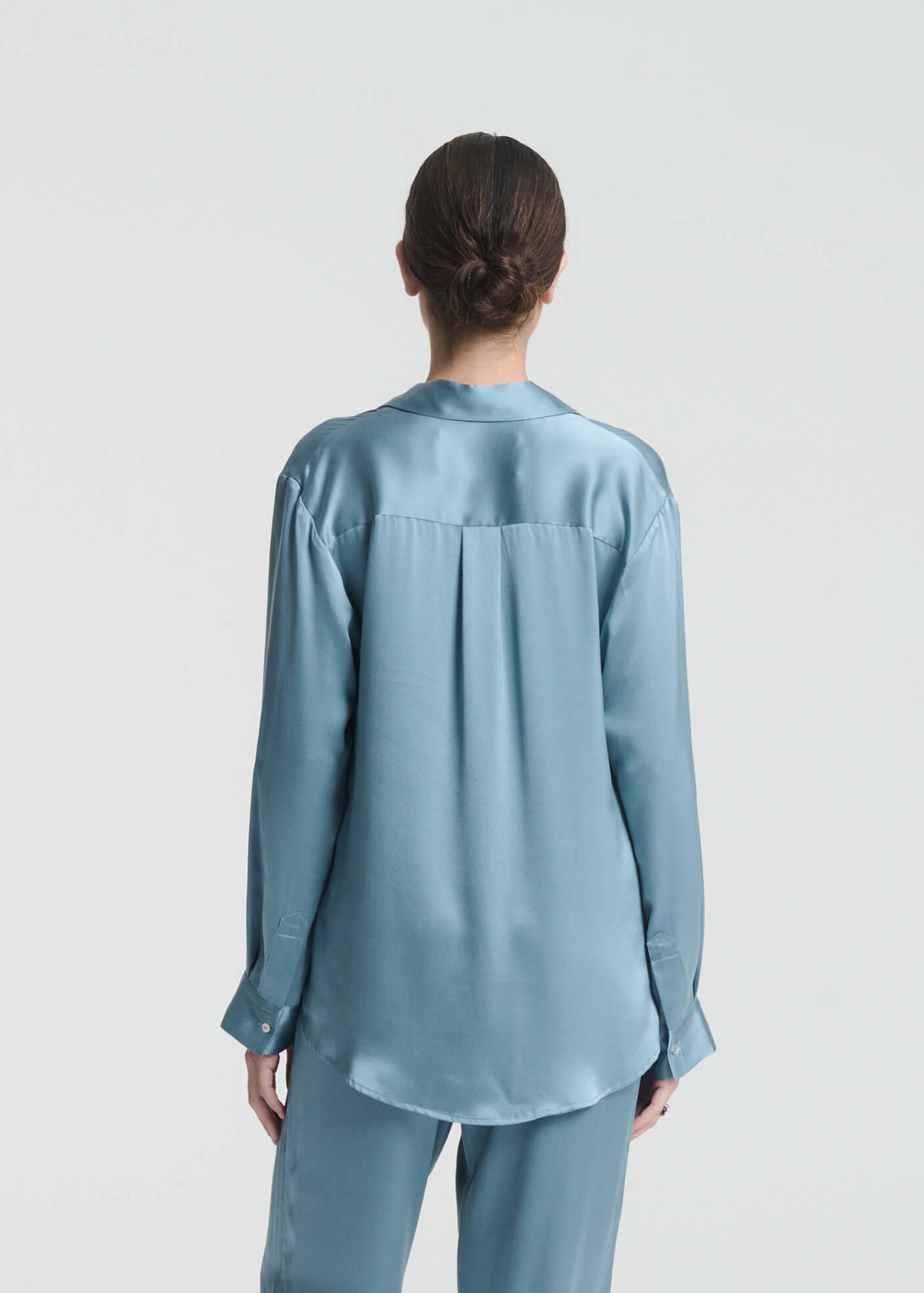 London Shirt Dust Blue Silk