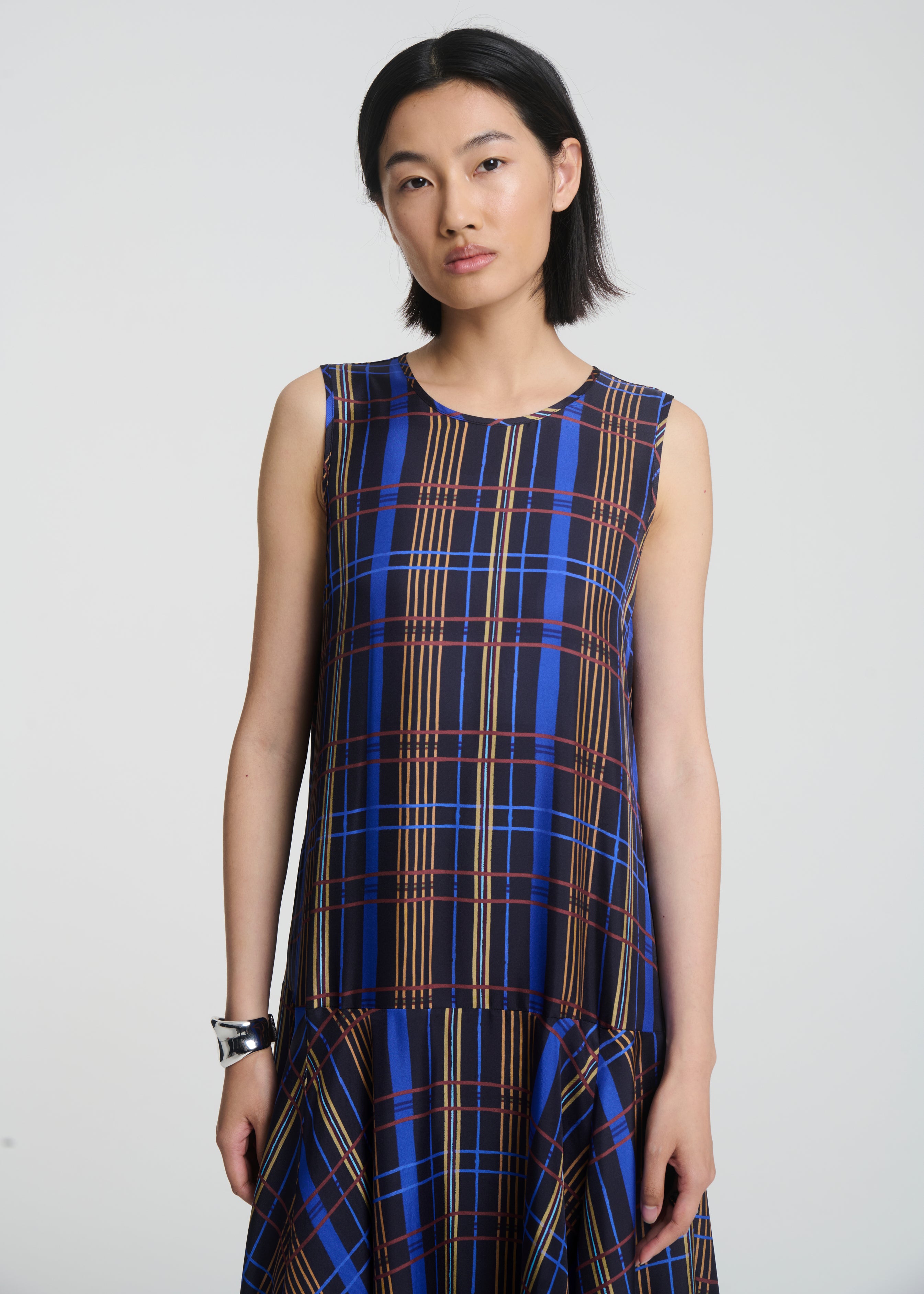 Rita Dress Plaid Silk Twill
