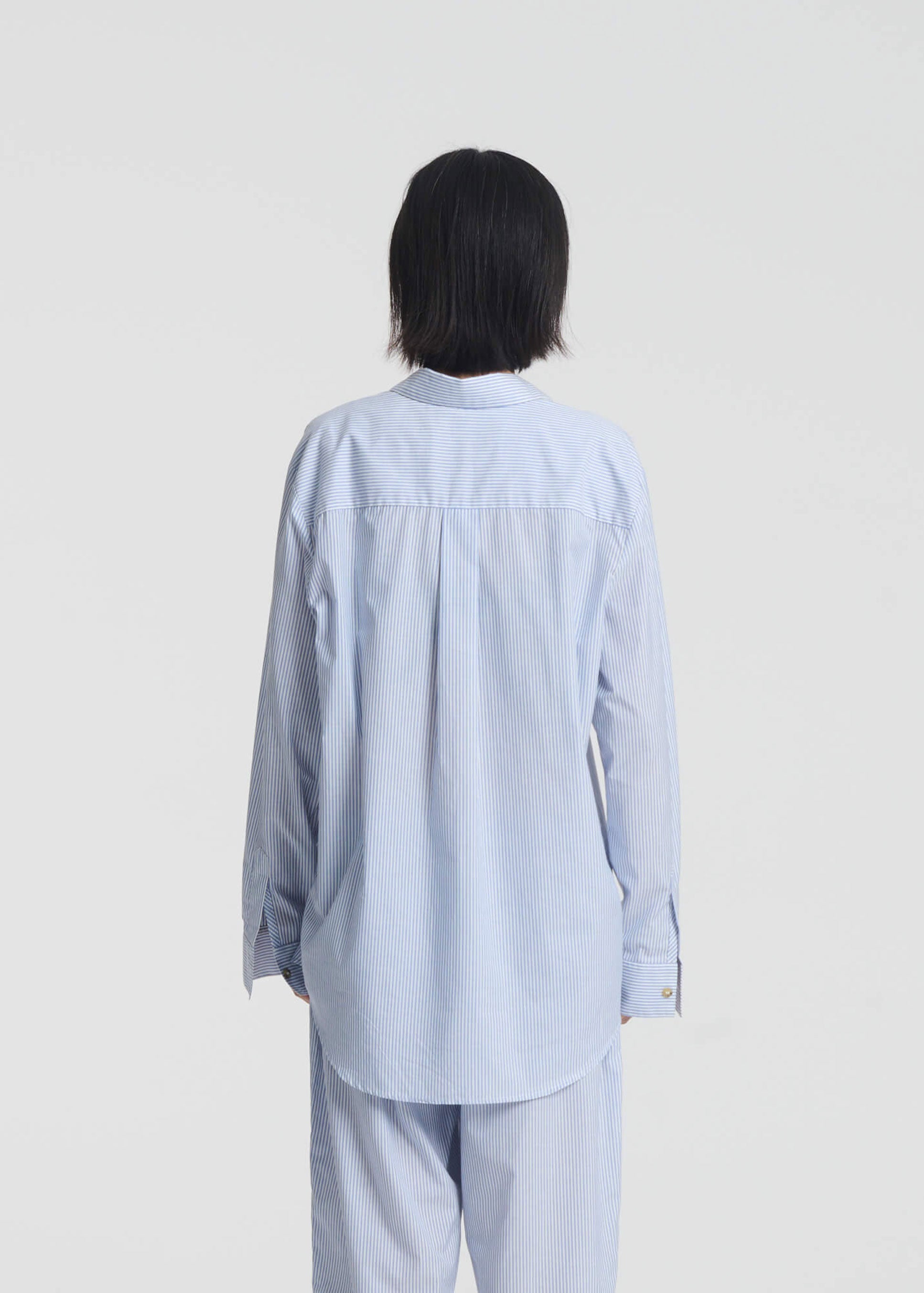London Shirt Blue White Stripe Cotton Silk