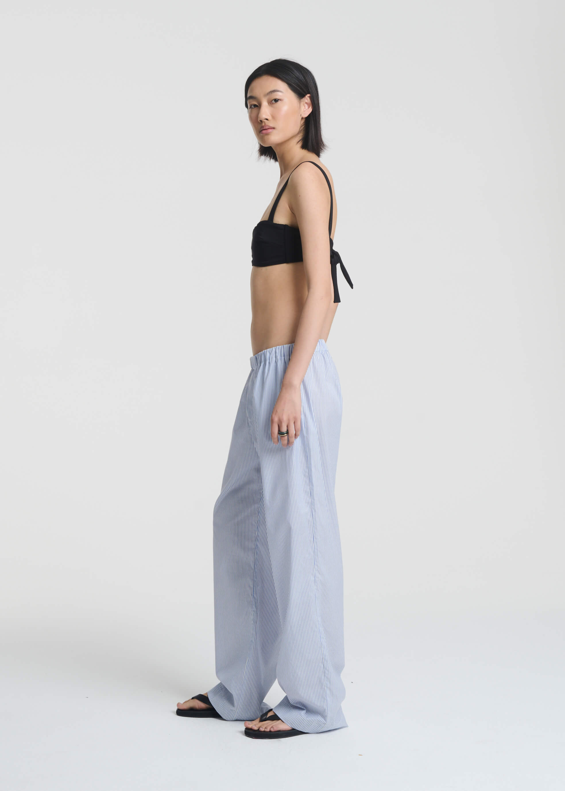 Rosa Trouser Blue White Stripe Cotton Silk