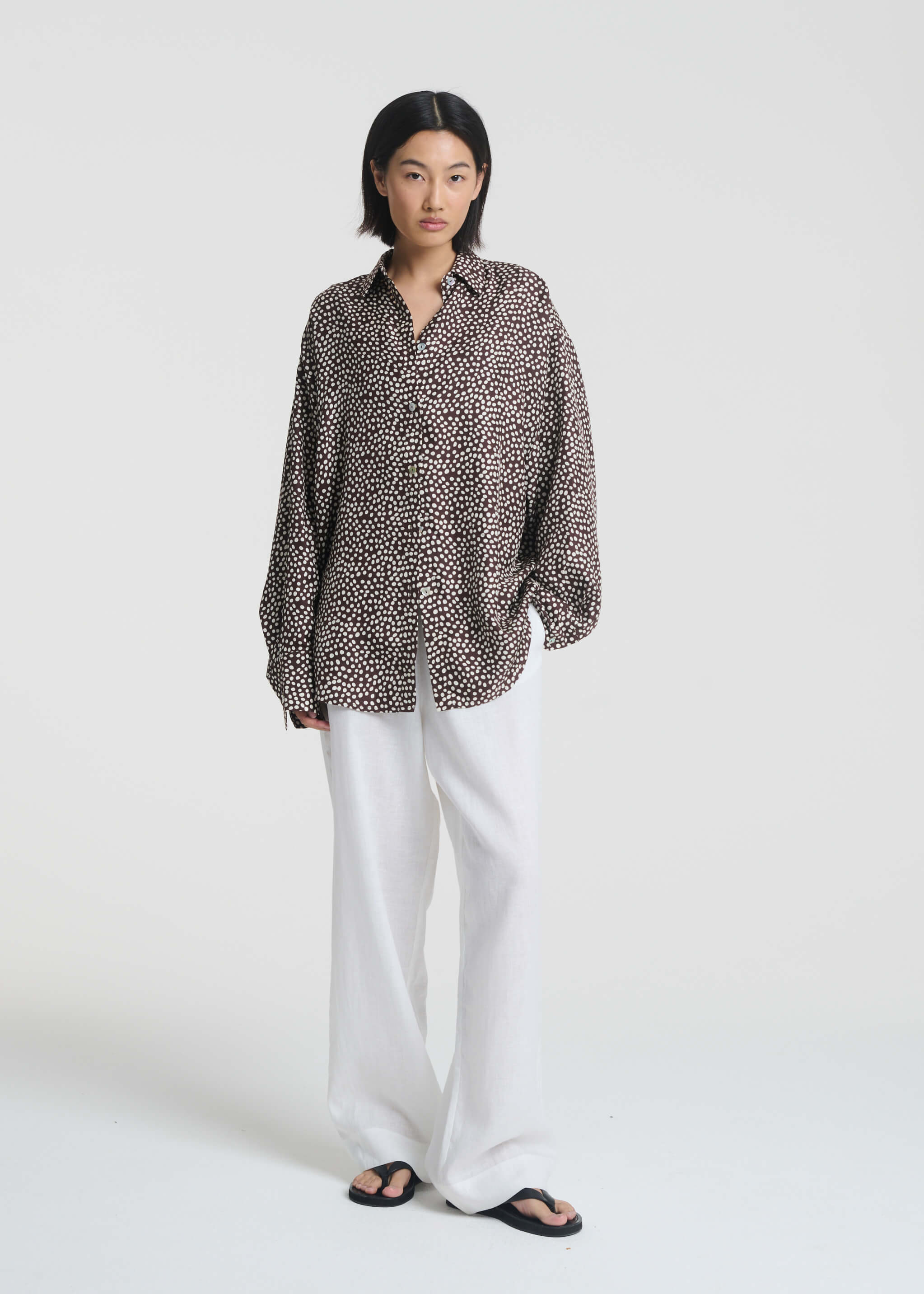Georgia Shirt Pebble Brown Silk Twill