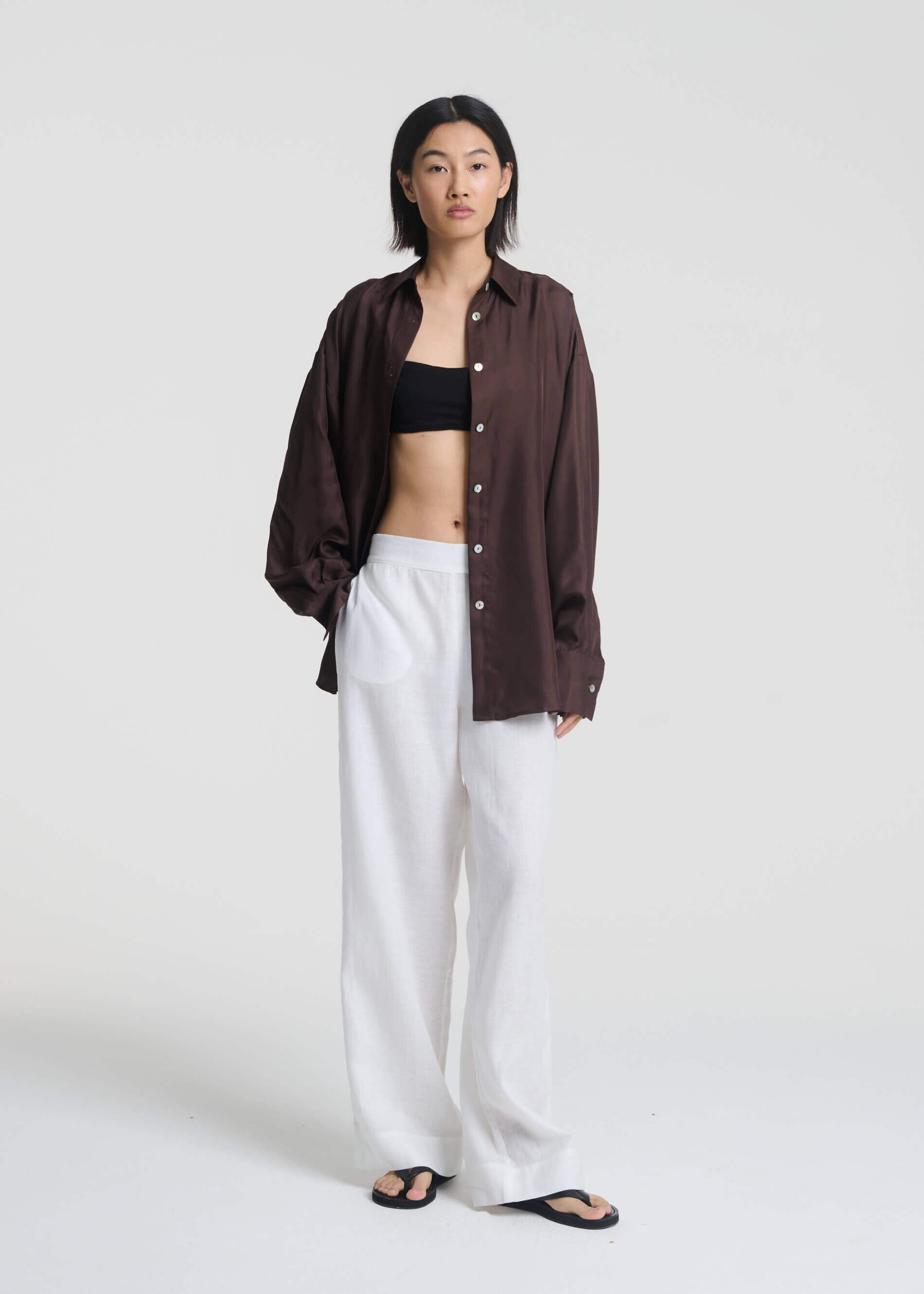 Georgia Shirt Espresso Silk Twill