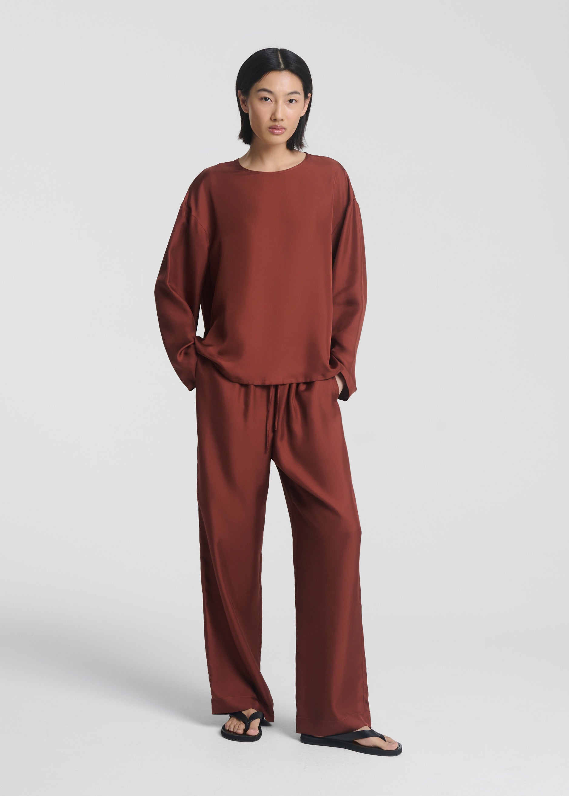 Austin Trouser Rust Silk Satin