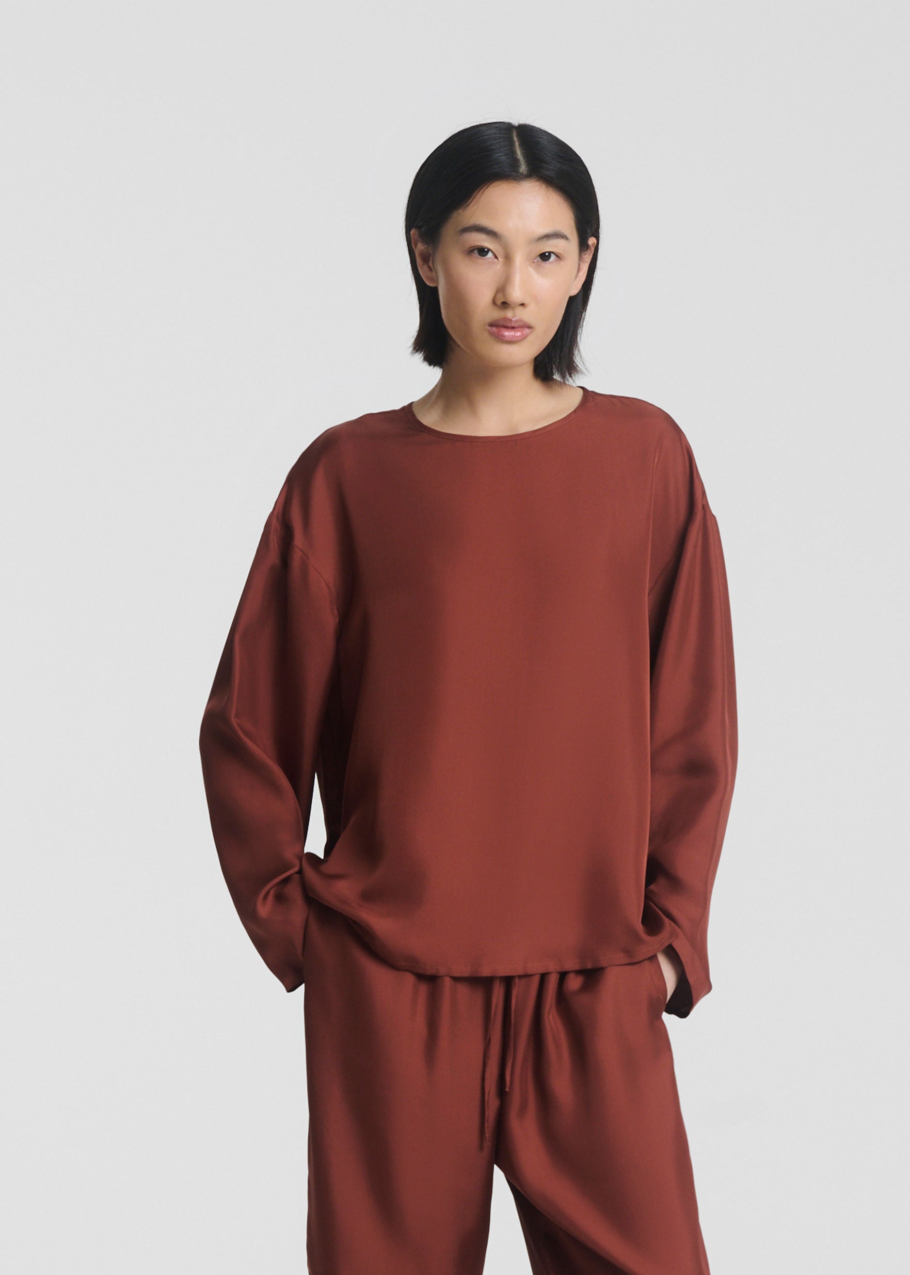 Byron Top Rust Silk Satin