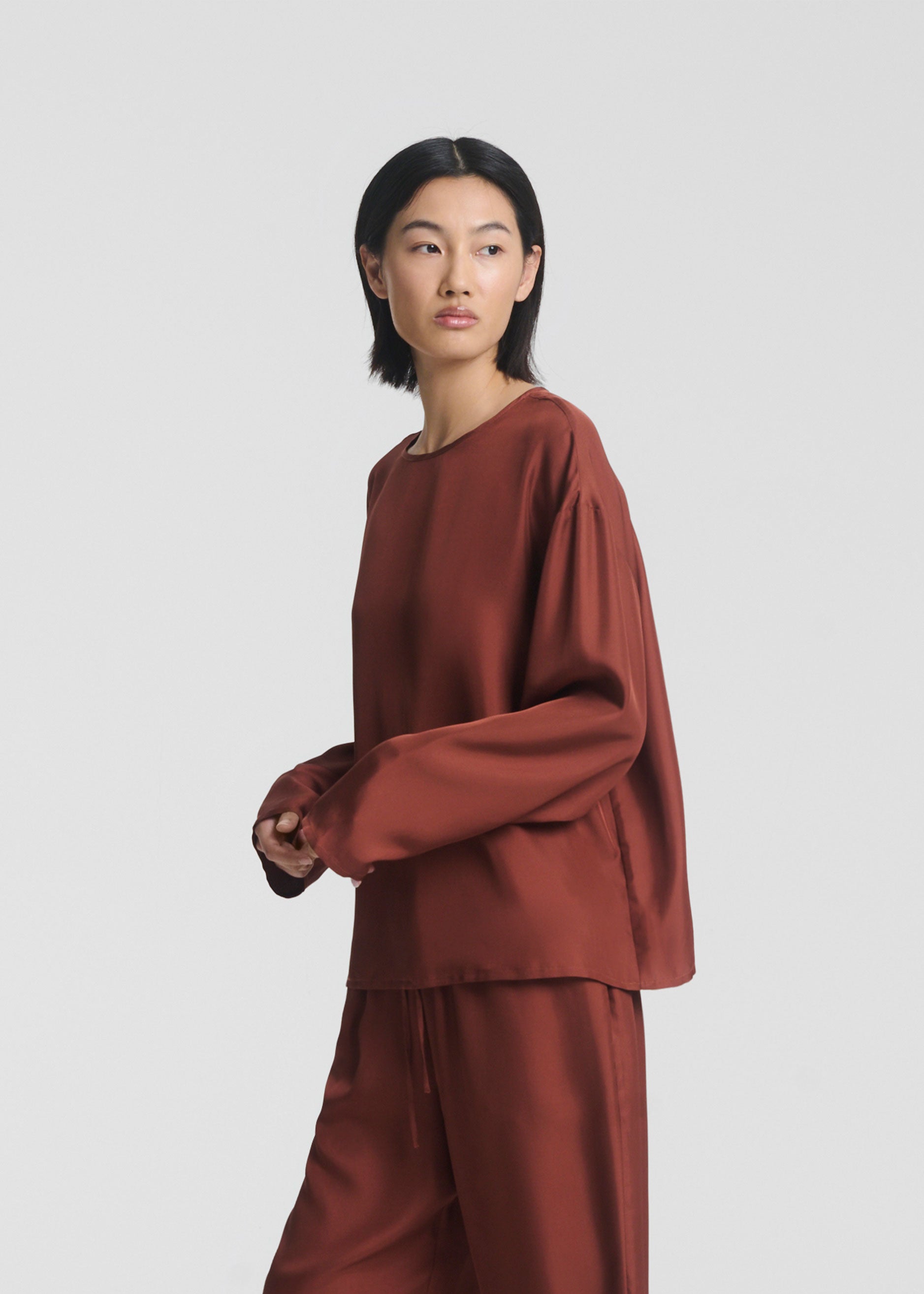 Byron Top Rust Silk Satin