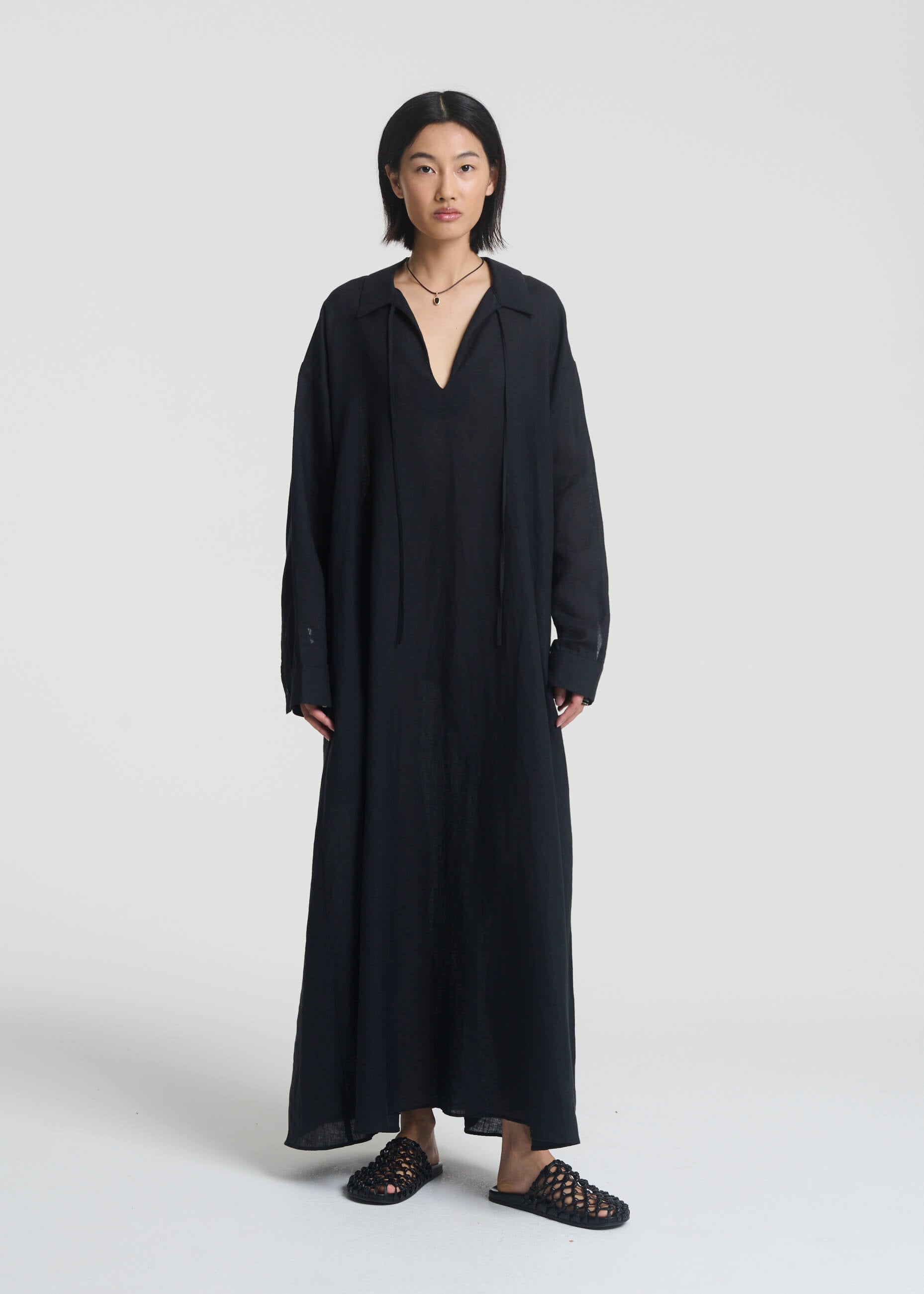 Lisbon Shirt Dress Black Organic Linen