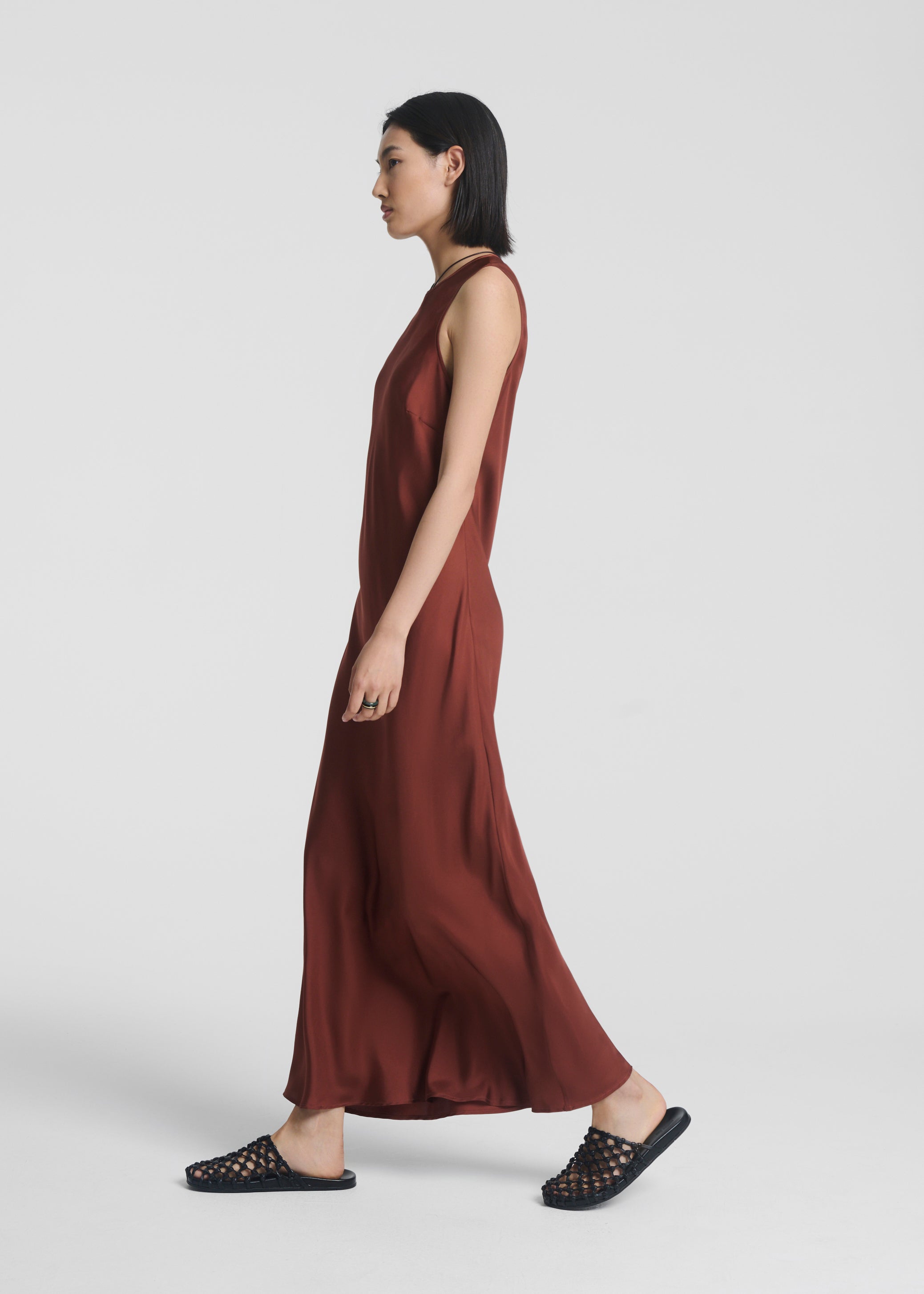 Valencia Dress Rust Silk Satin
