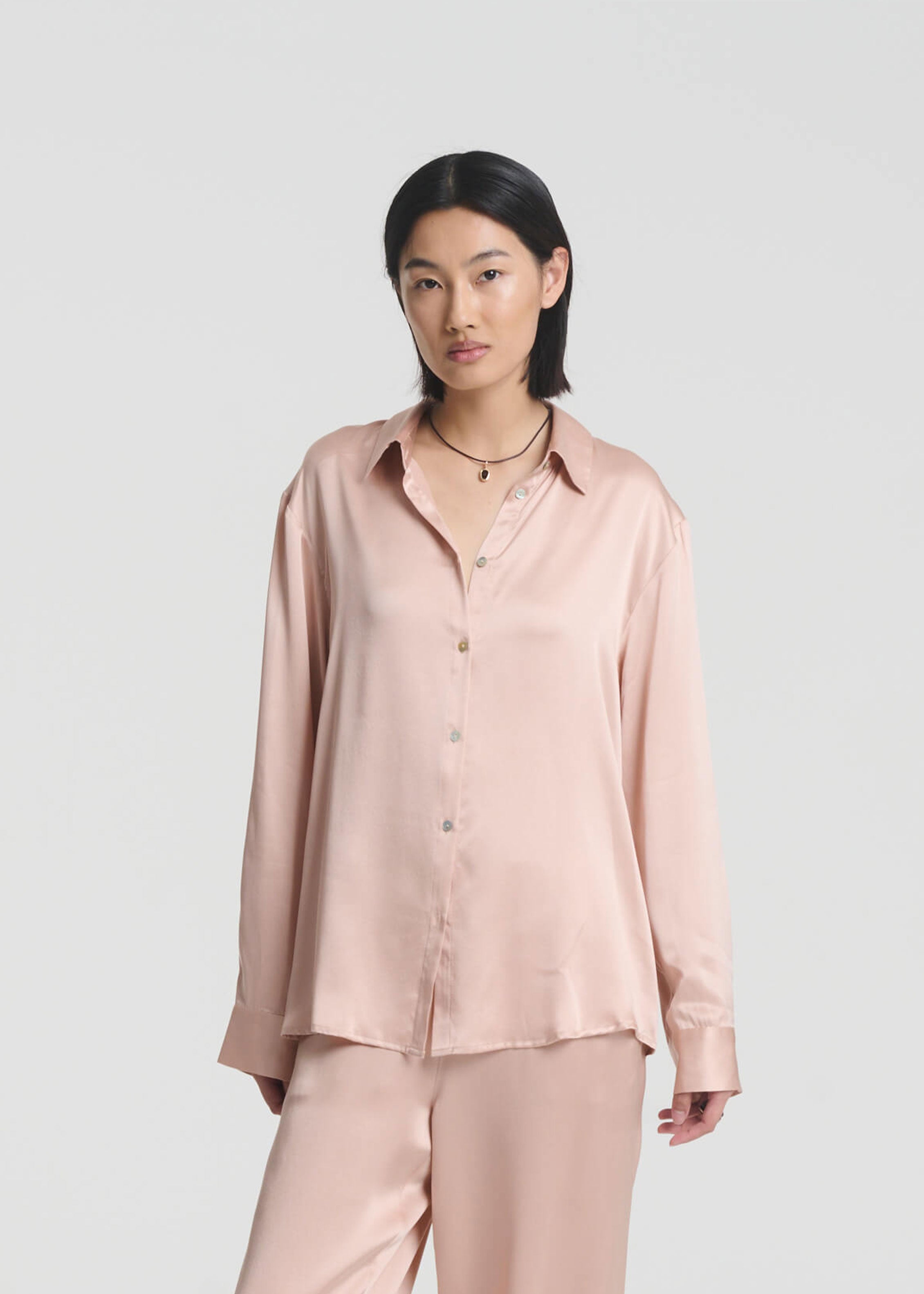 London Shirt Pale Blush Silk