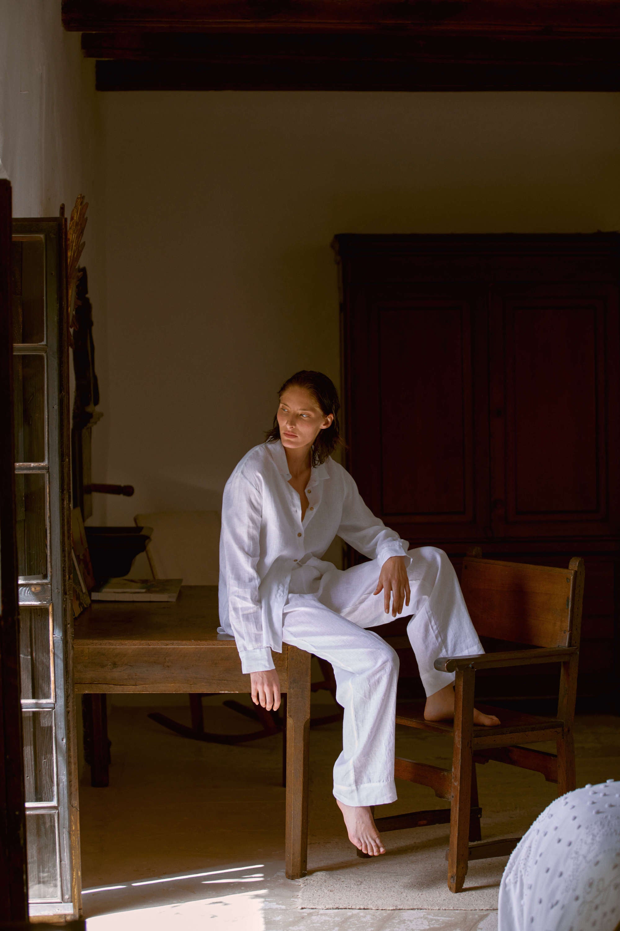 London Trouser White Organic Linen