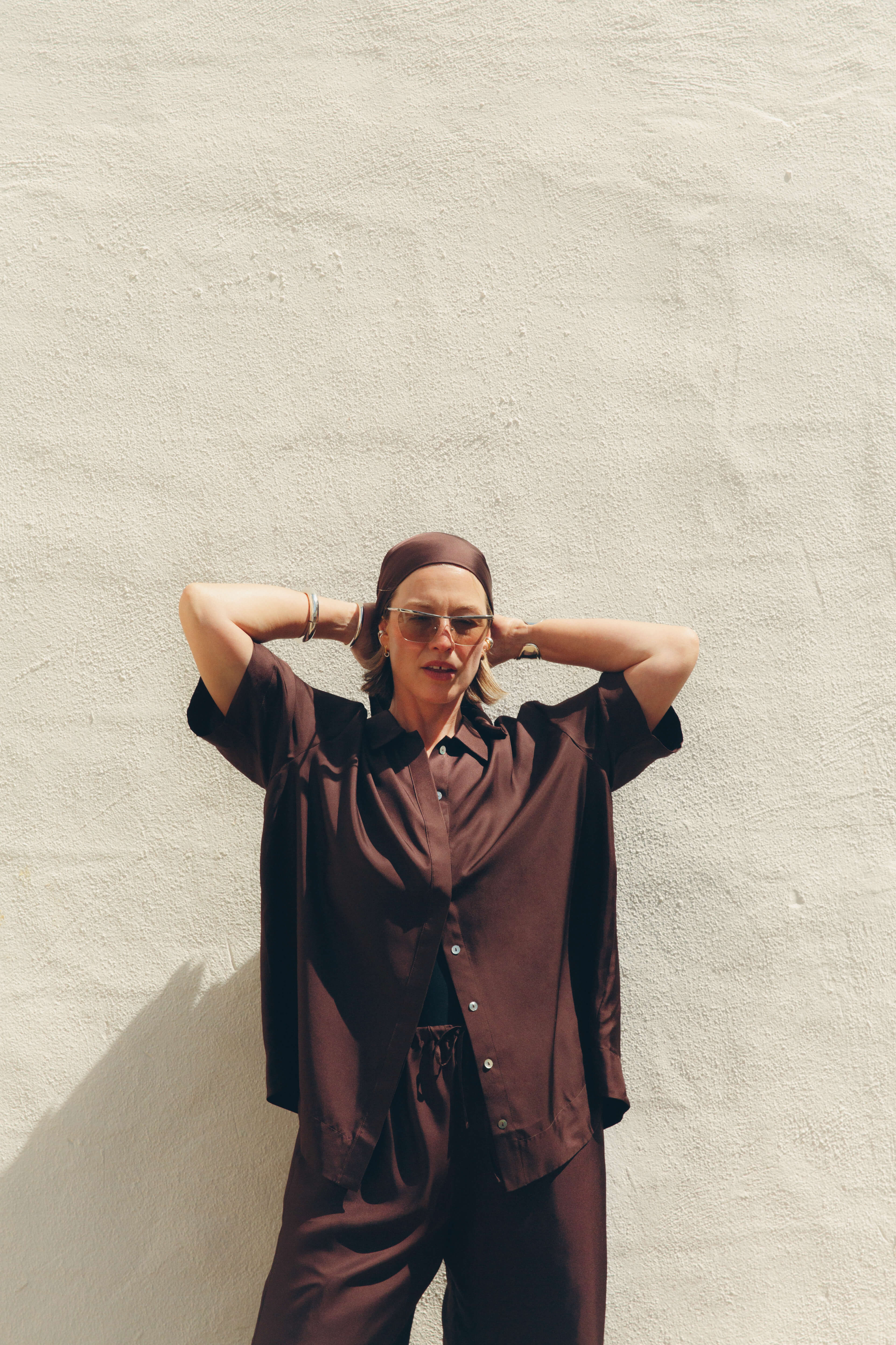 Short Sleeve Shirt Espresso Silk Twill