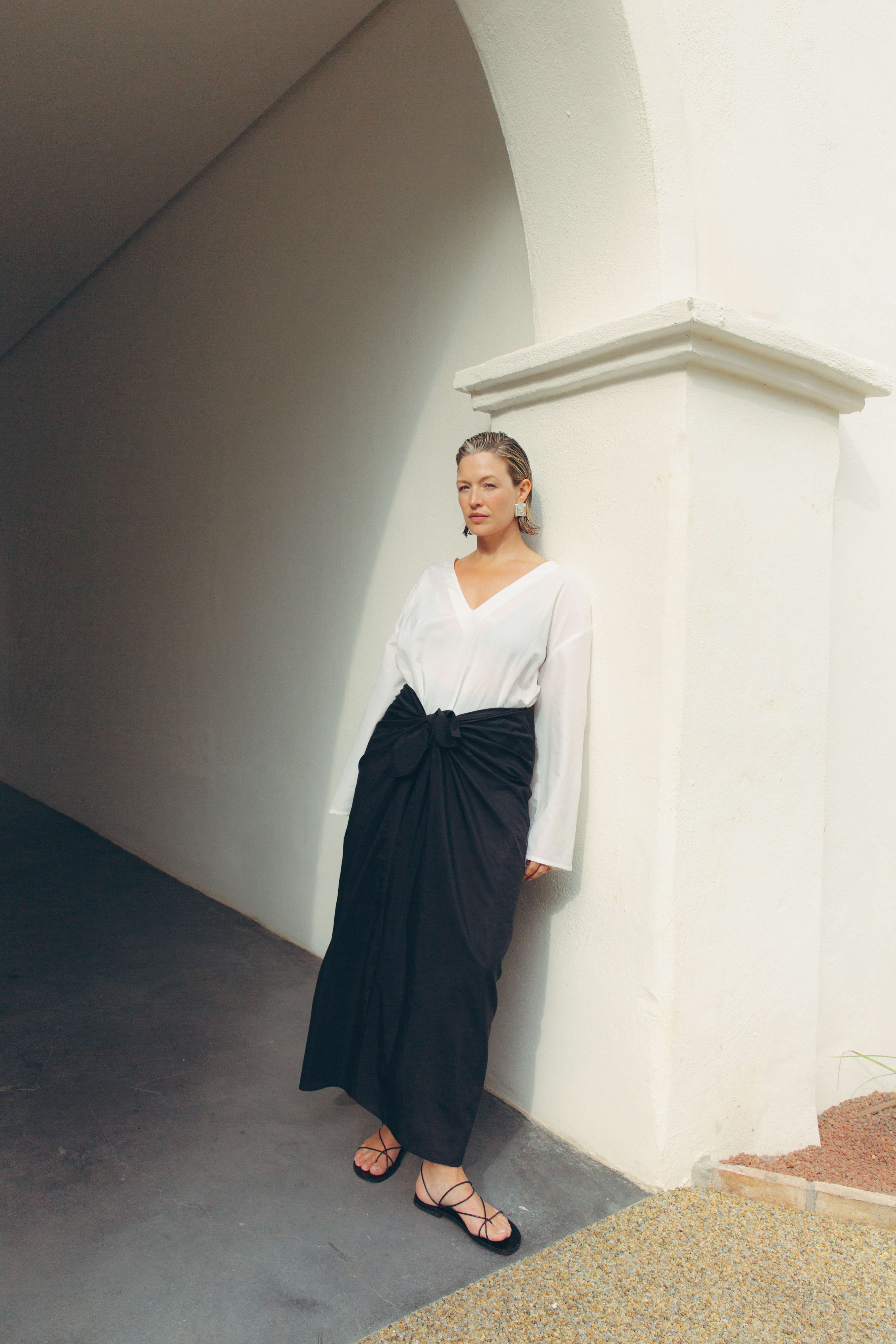Large Beach Wrap Black Silk Cotton