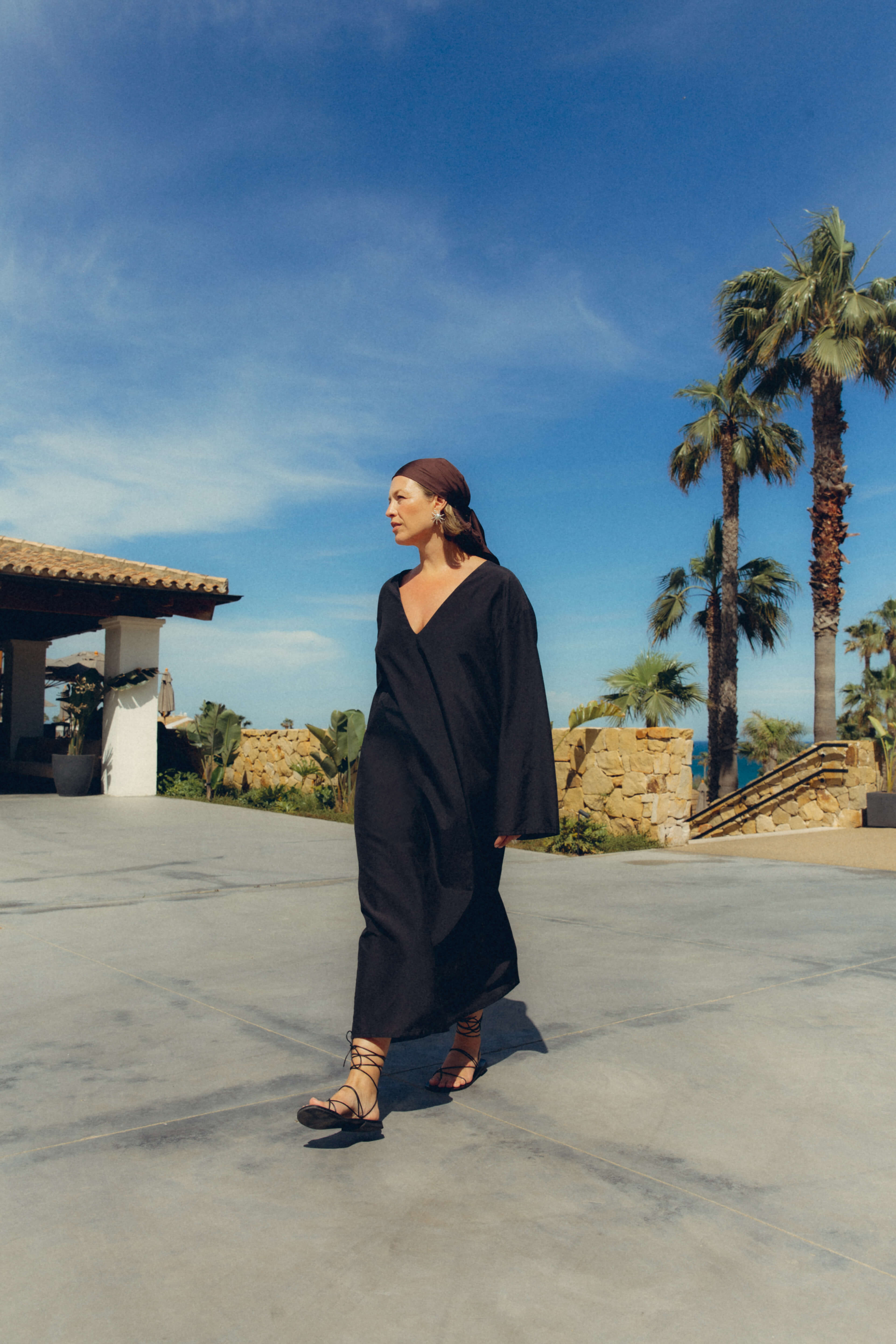 Kaftan Black Silk Cotton