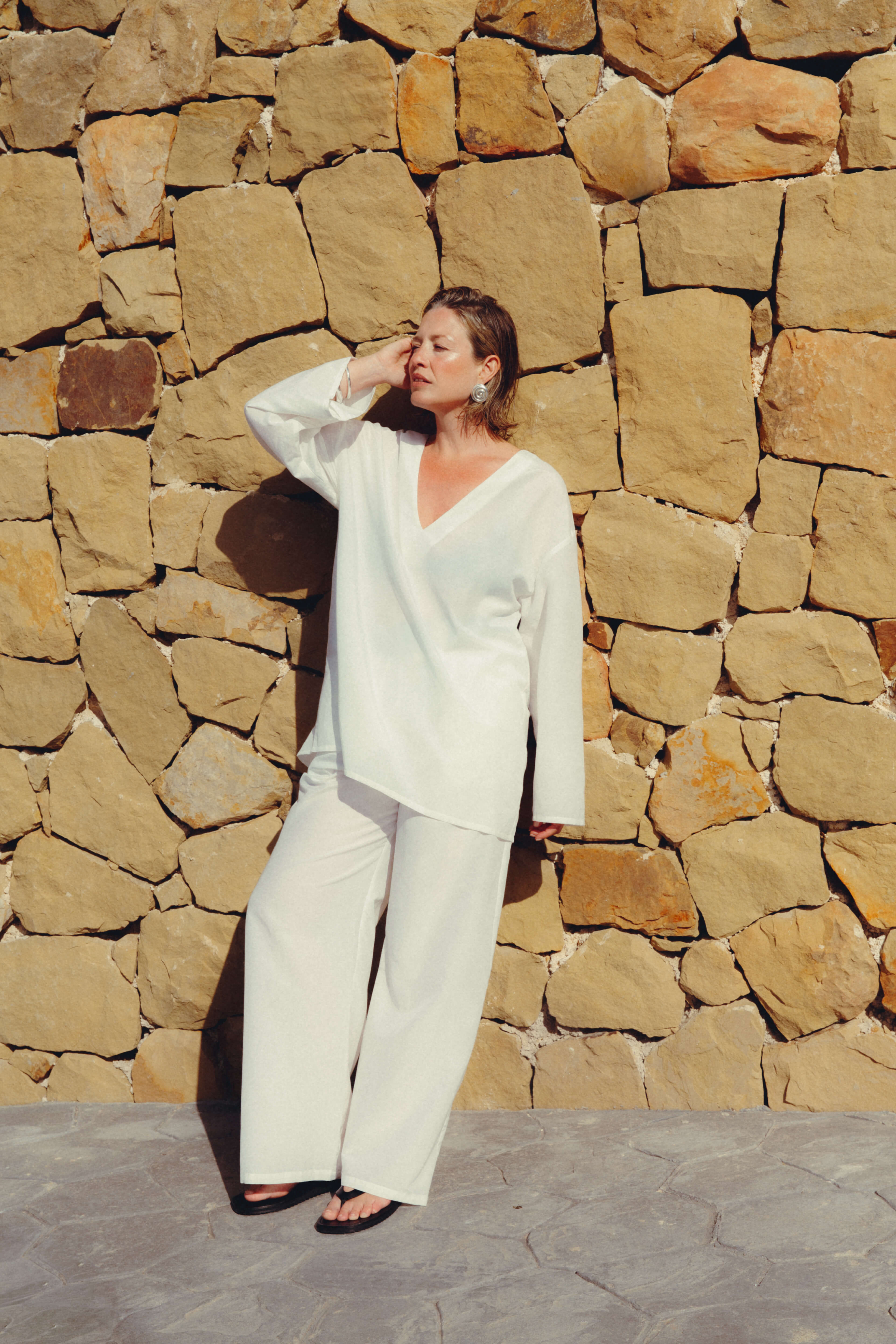Trouser White Silk Cotton