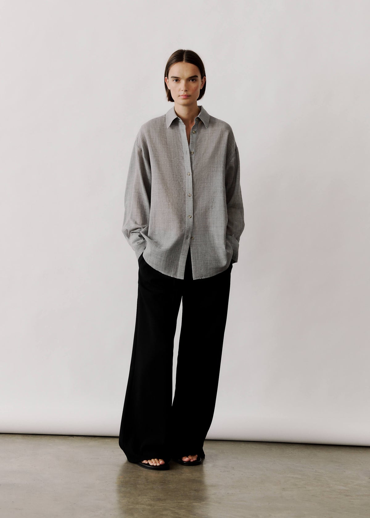 Georgia Shirt Light Grey 100% Virgin Wool