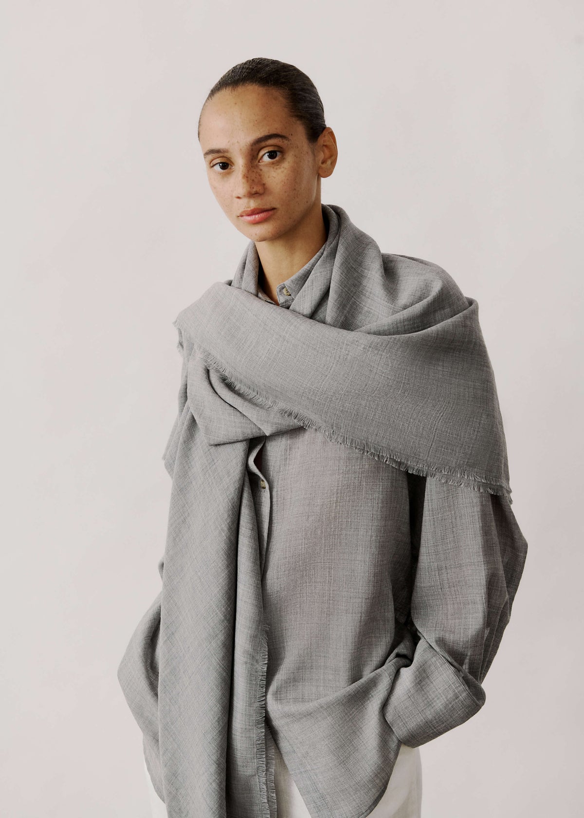 Scarf Light Grey 100% Virgin Wool