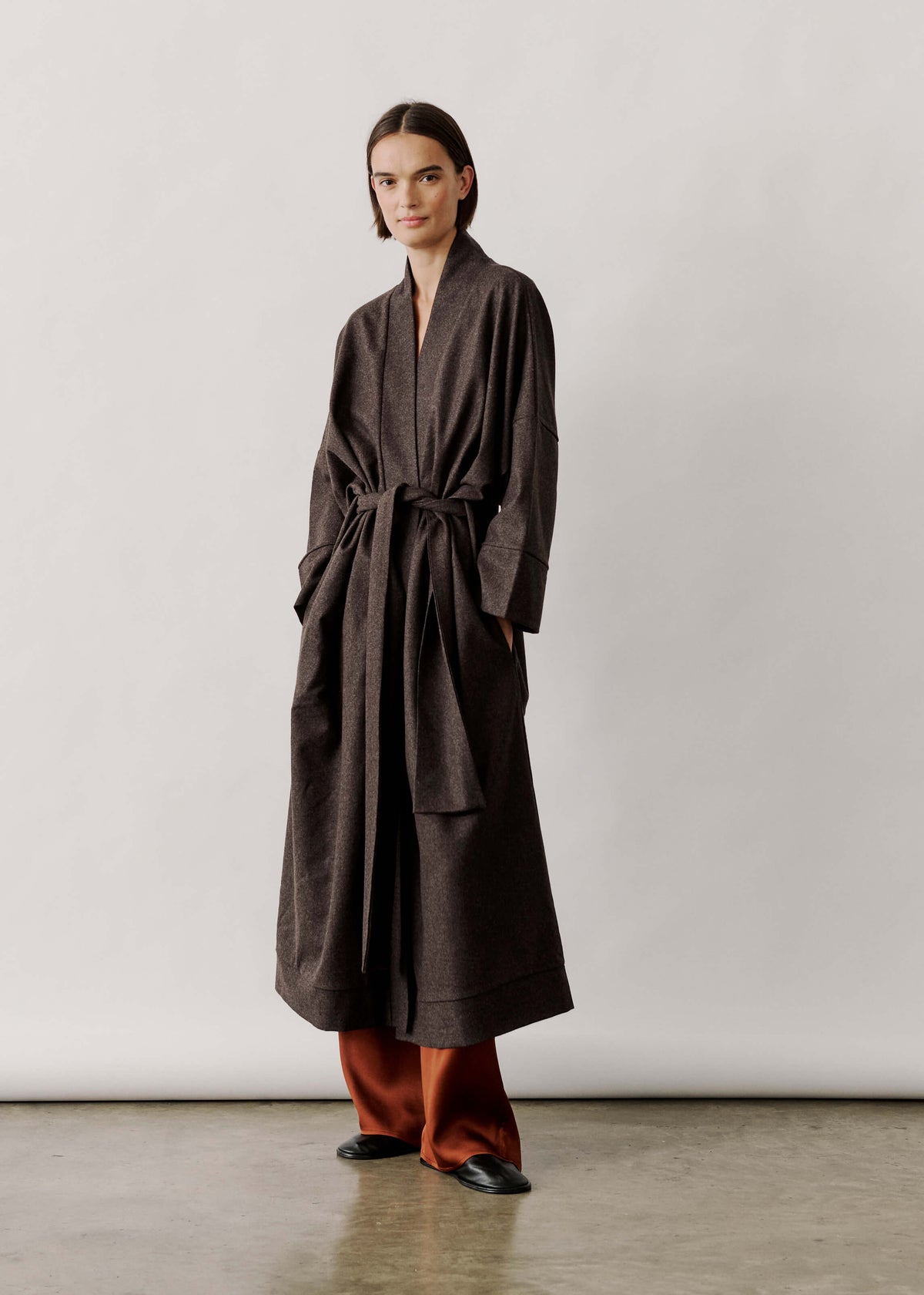 Athens Robe Brown Wool Flannel