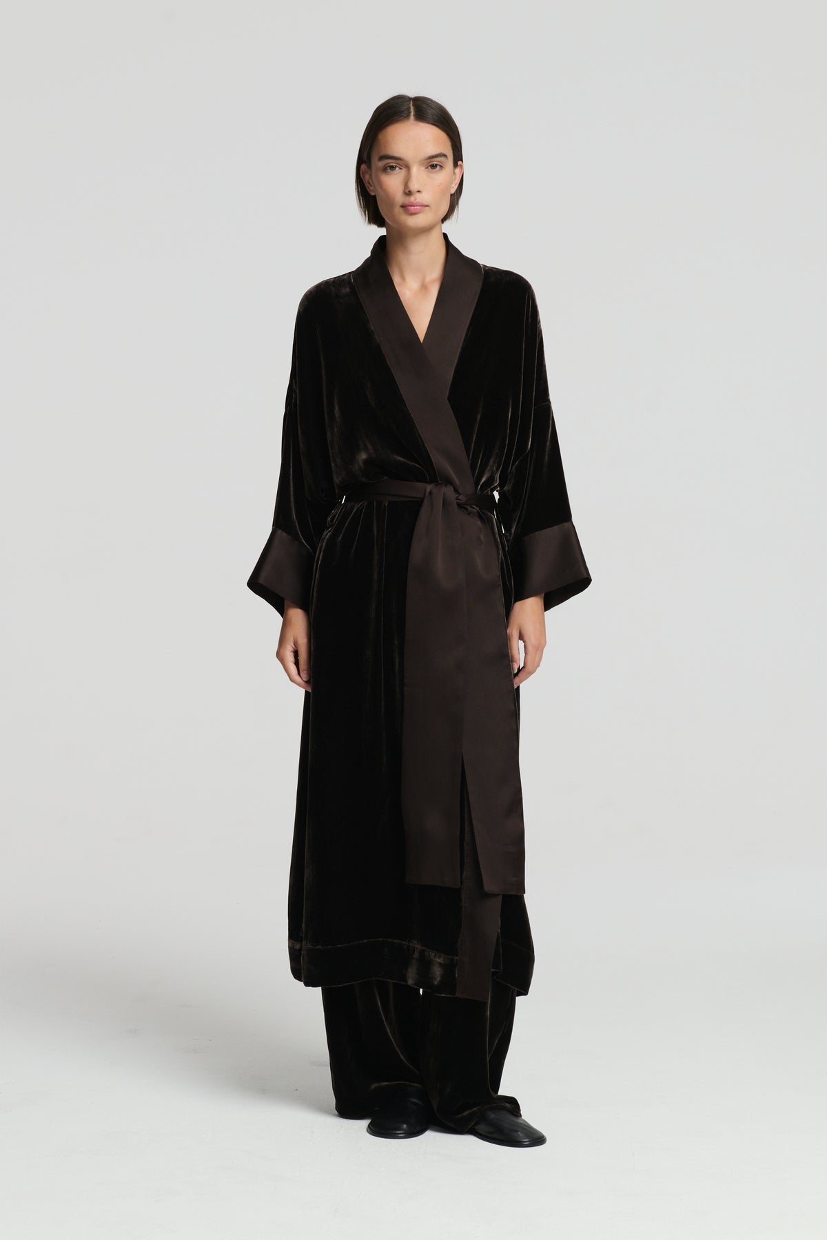 Lugano Robe Brown Silk Velvet