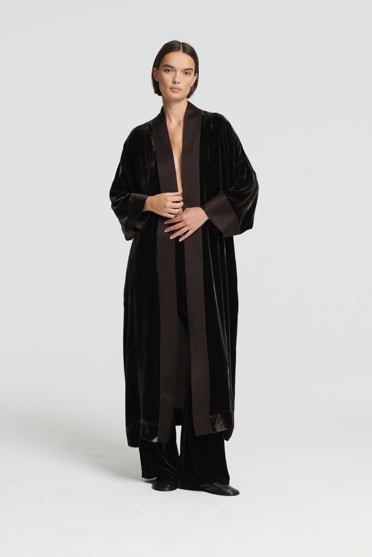 Lugano Robe Brown Silk Velvet