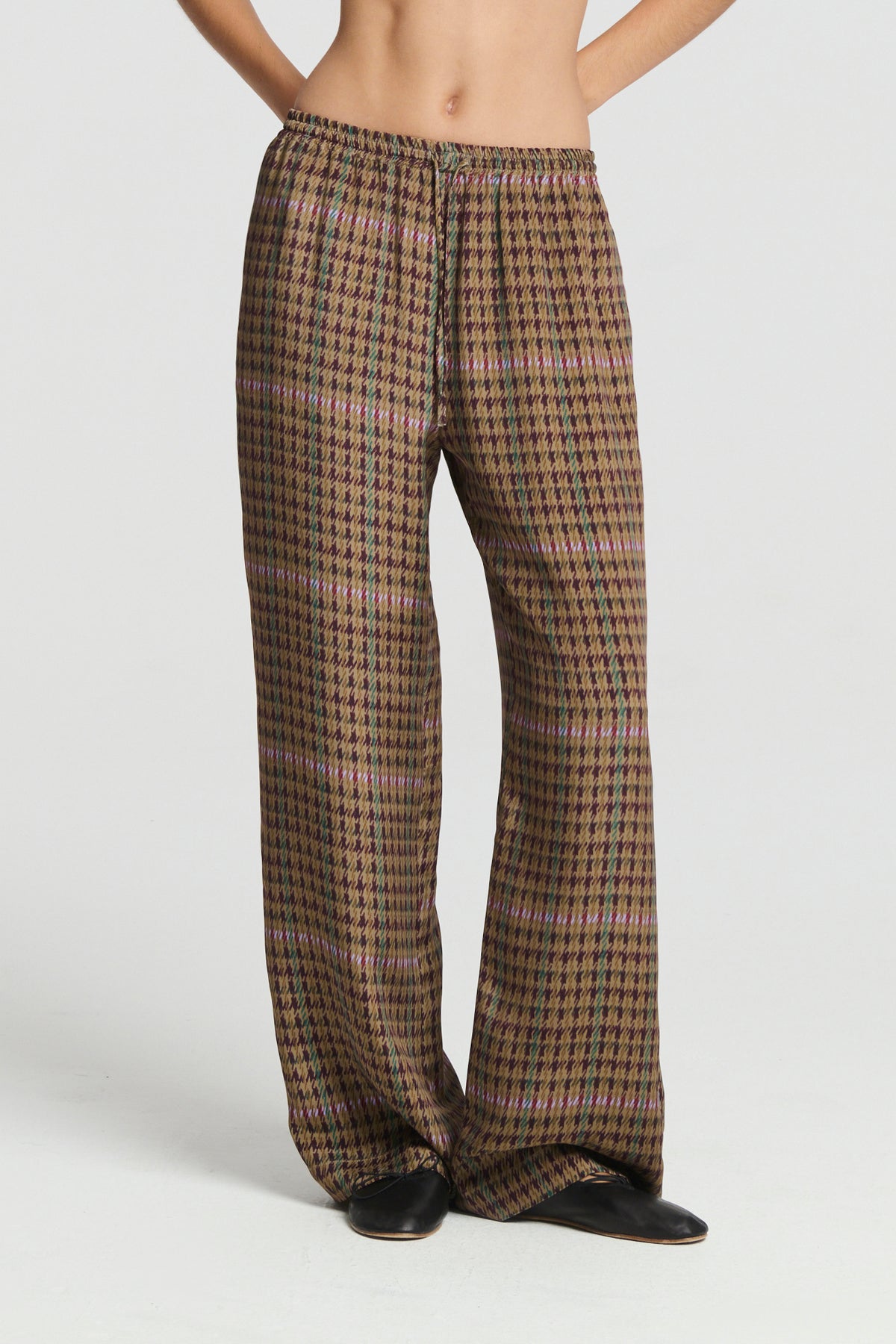 Aurelia Trouser Broken Check Bronze Heavy Silk Crepe
