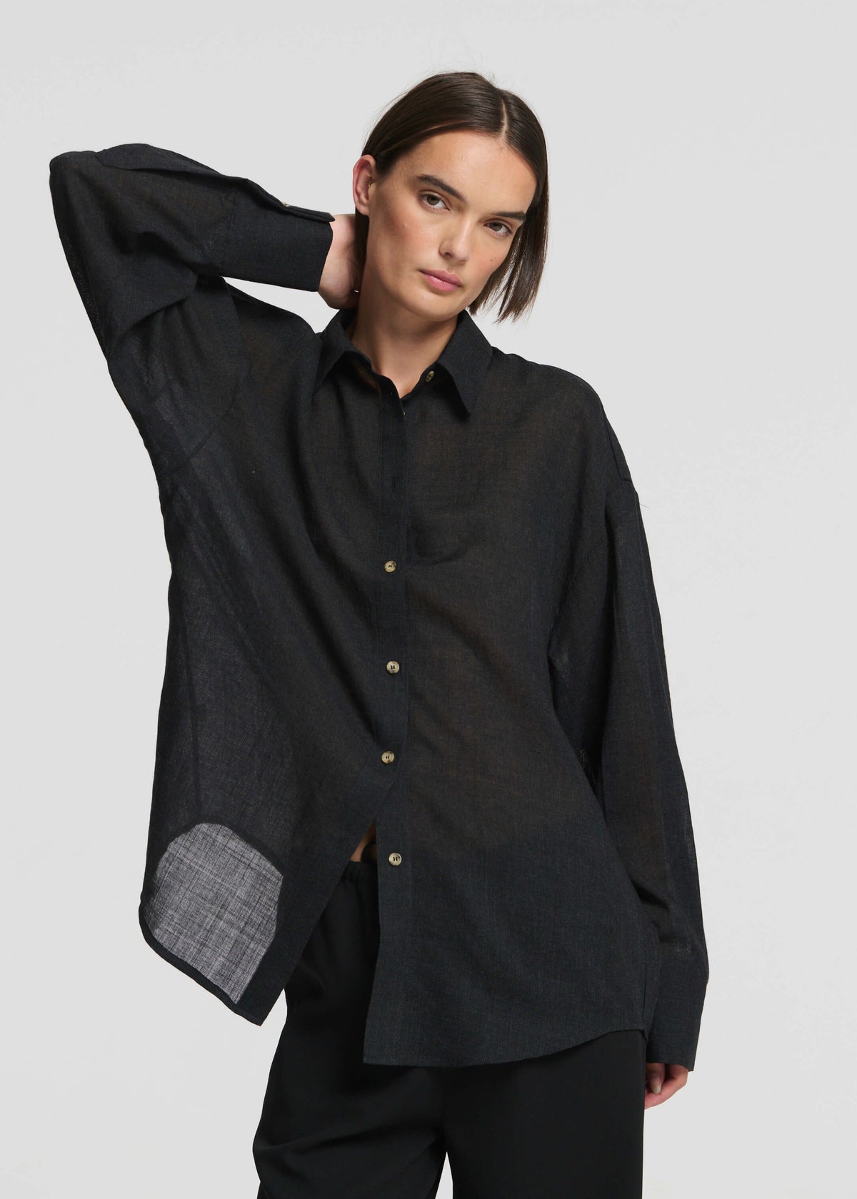 Georgia Shirt Charcoal 100% Virgin Wool