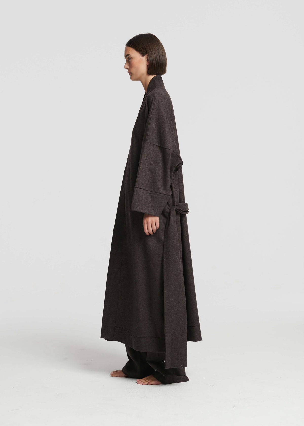 Athens Robe Brown Wool Flannel