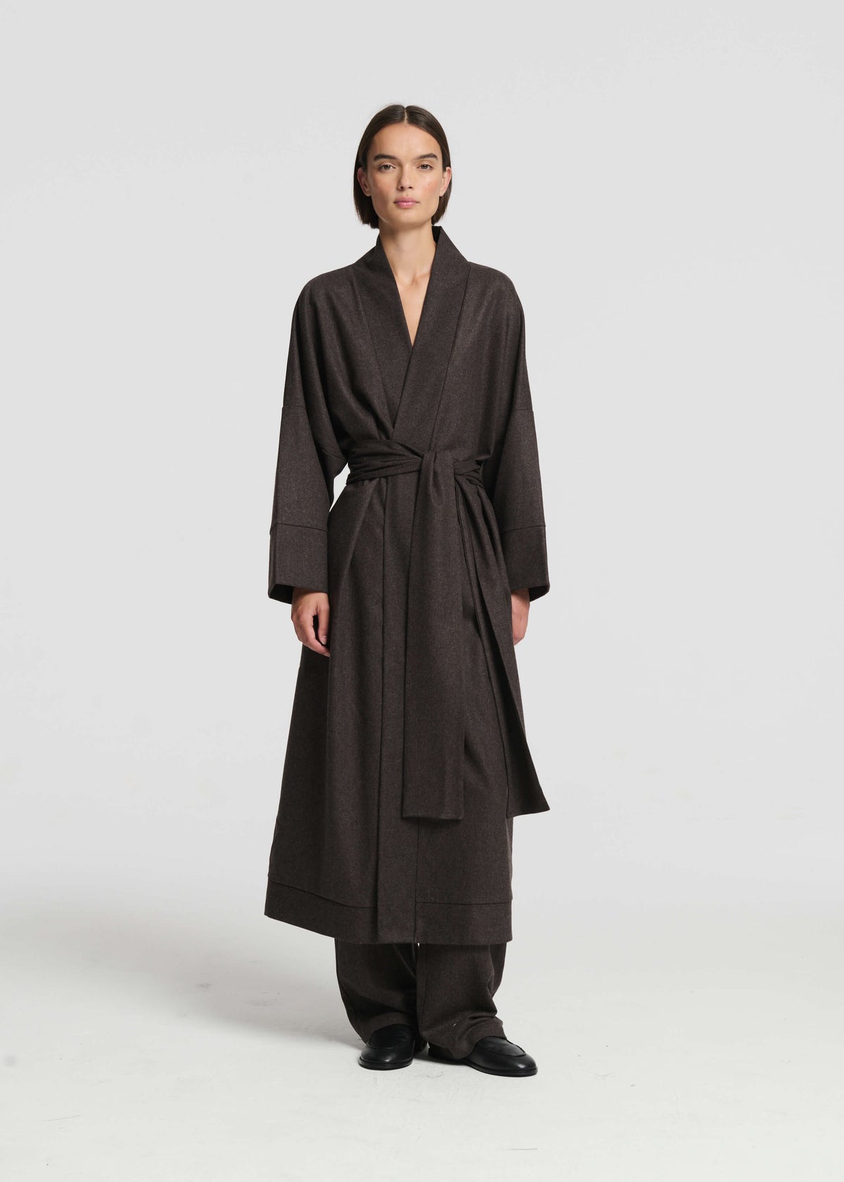 Athens Robe Brown Wool Flannel