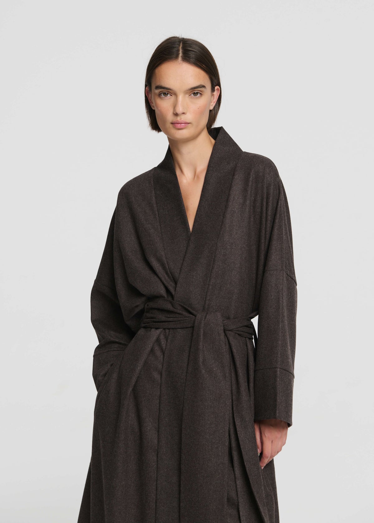 Athens Robe Brown Wool Flannel