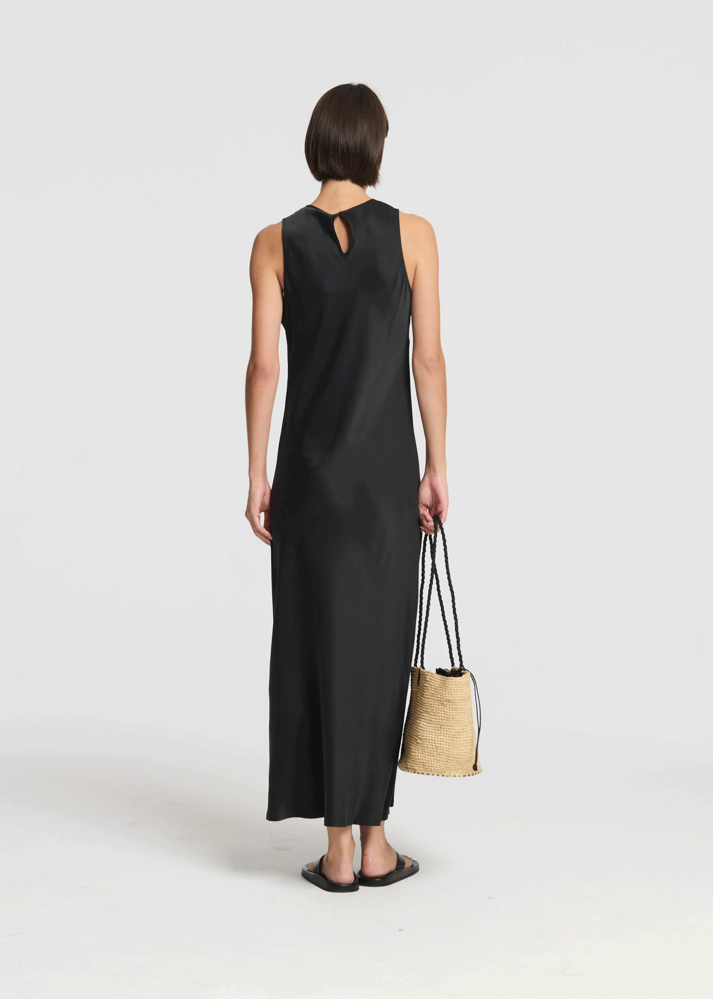 Valencia Slip Dress Black Silk