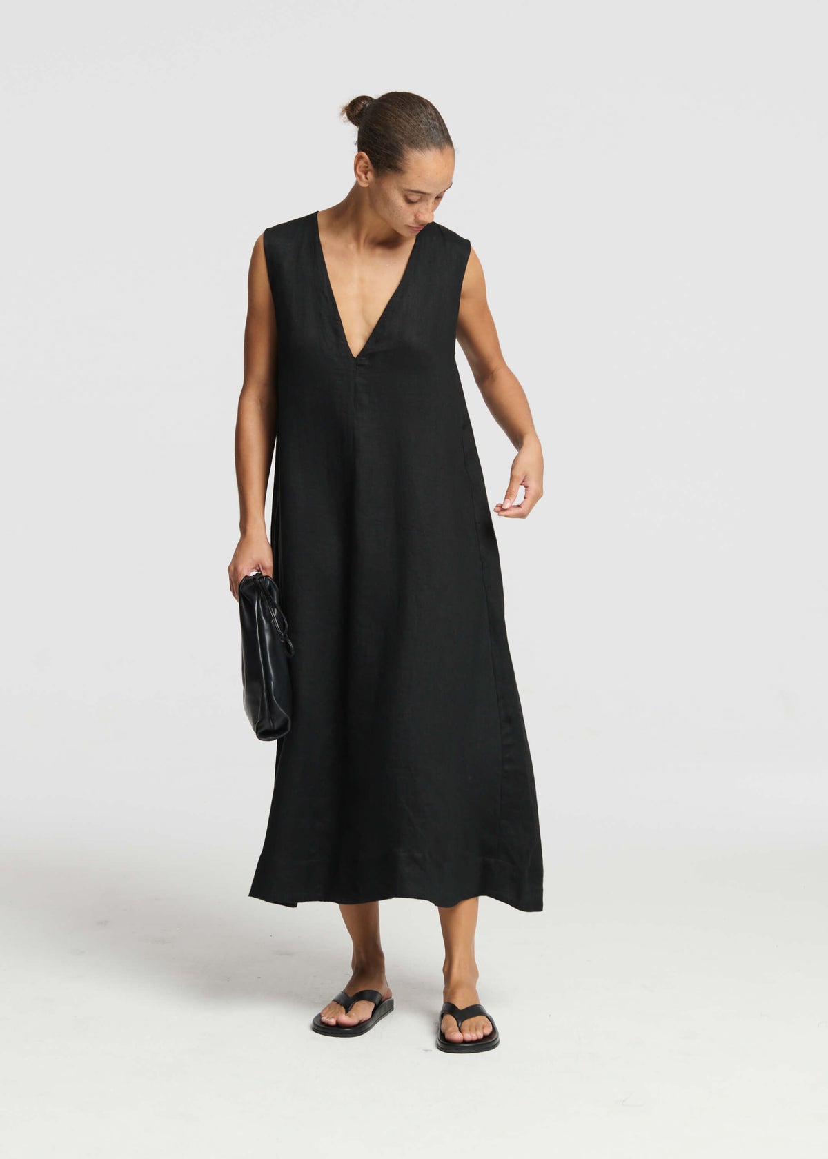 Nisha Black Heavy Linen Dress