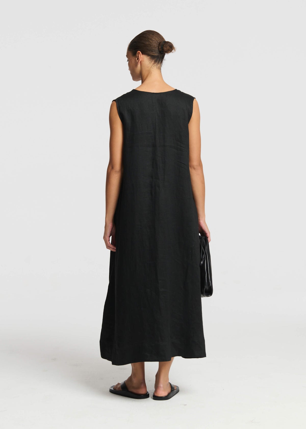 Nisha Black Heavy Linen Dress