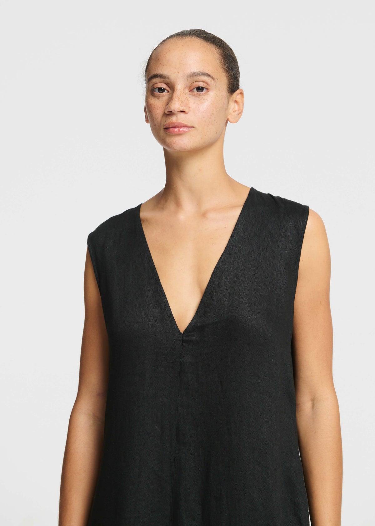 Nisha Black Heavy Linen Dress