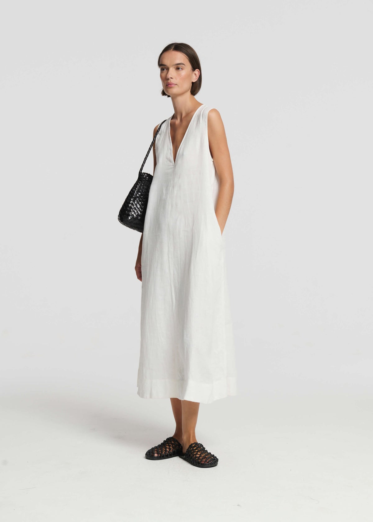 Nisha Dress Off White Heavy Linen