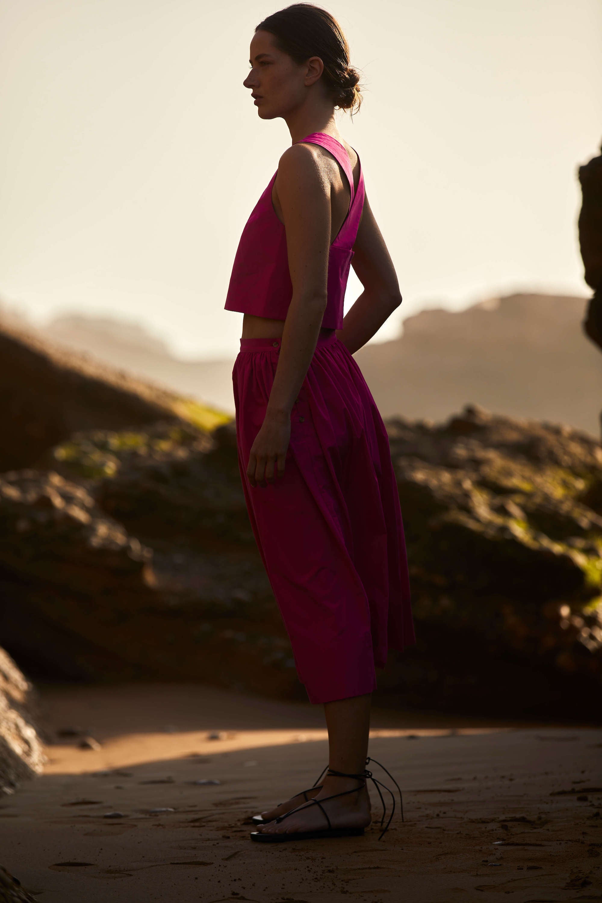 Cozumel Top Cerise Cotton Poplin